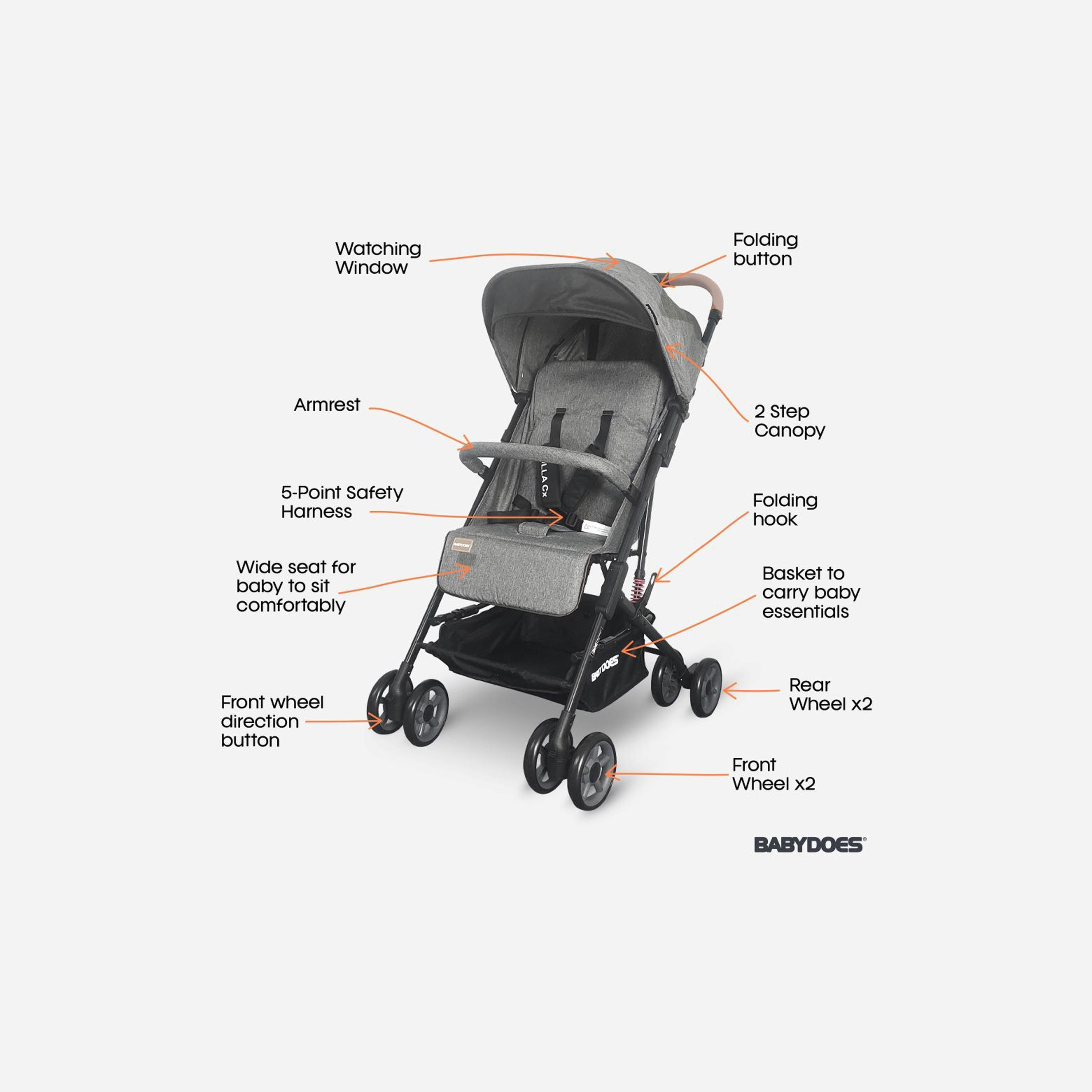 Babydoes OLLA CX One Hand Fold Stroller - 0-4 Years-baby-gear-strollersandprams-strollers-image-2