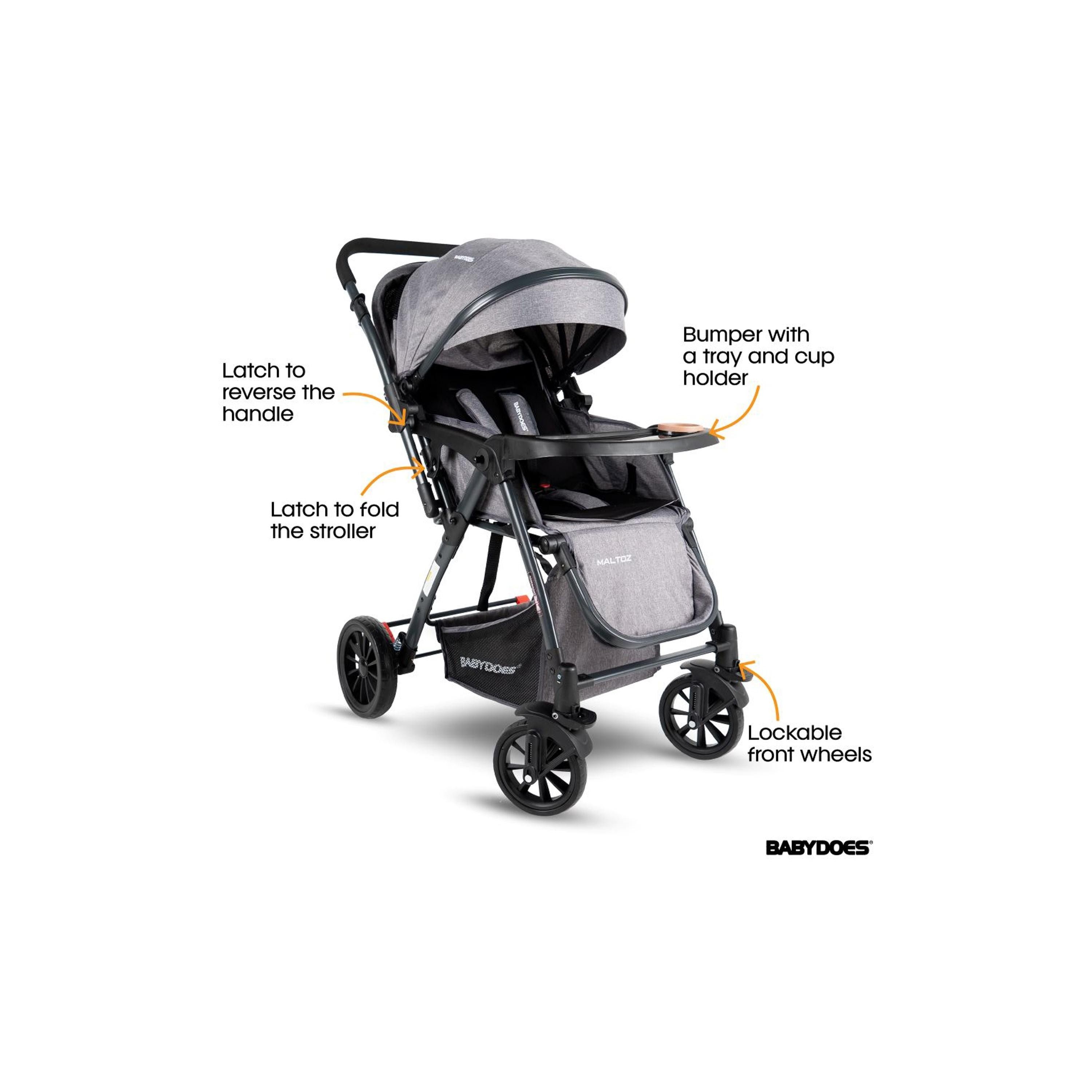 Babydoes MALTOZ Stroller with Reversable Handle - 0-4 Years-baby-gear-strollersandprams-strollers-image-8