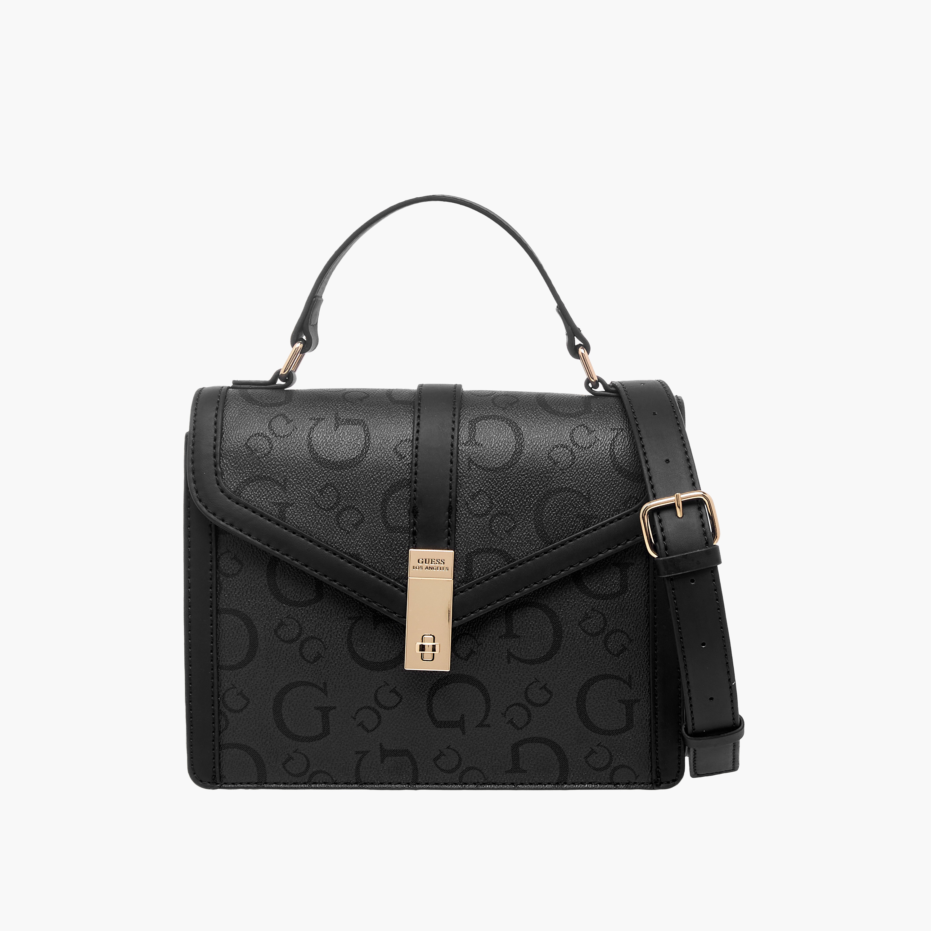 Guess Delvin Monogram Print Crossbody Bag with Flap Closure-women-bagsandwallets-handbags-image-1