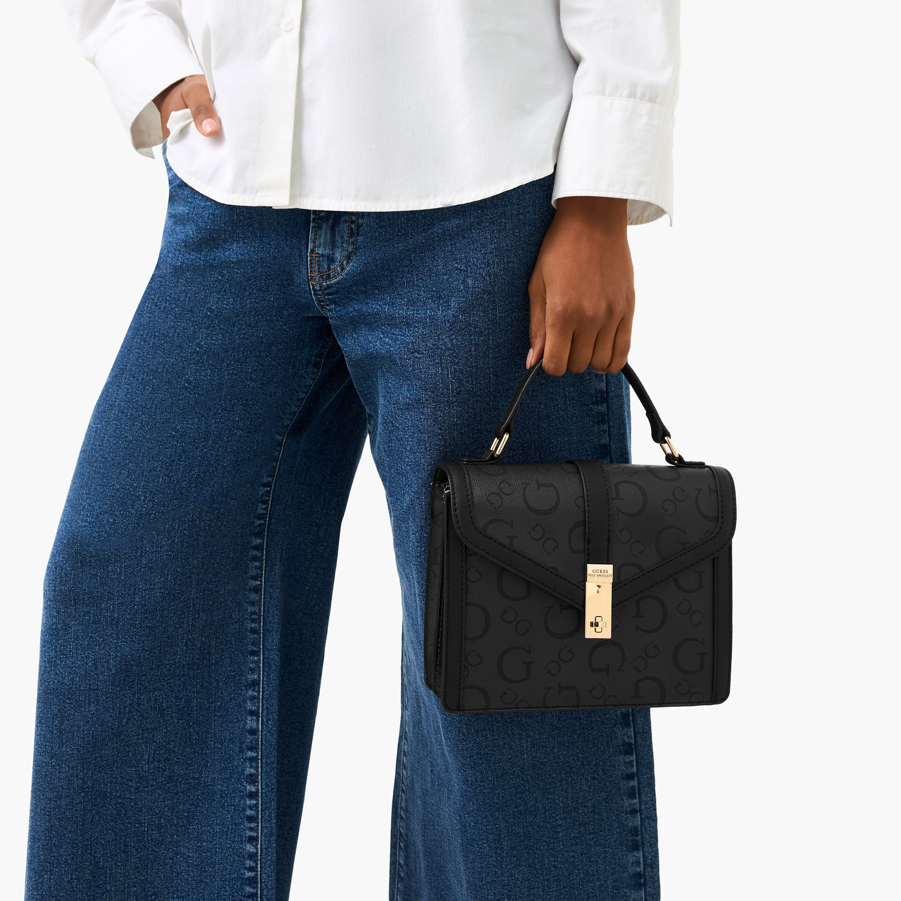 Guess Delvin Monogram Print Crossbody Bag with Flap Closure-women-bagsandwallets-handbags-image-8