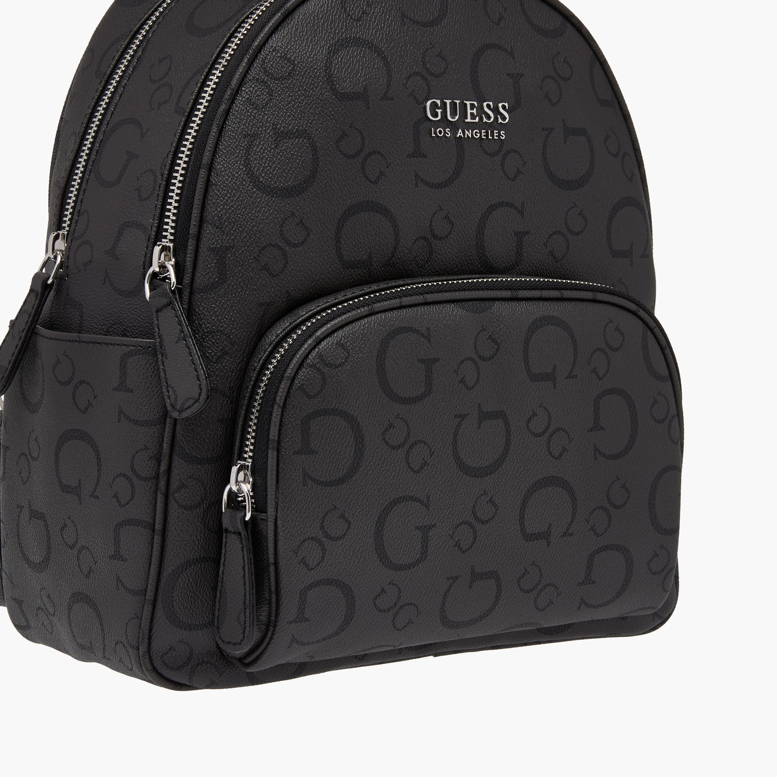 Guess Shanewood Monogram Textured Backpack with Zip Closure - 27x7x18 cm-women-bagsandwallets-handbags-image-5