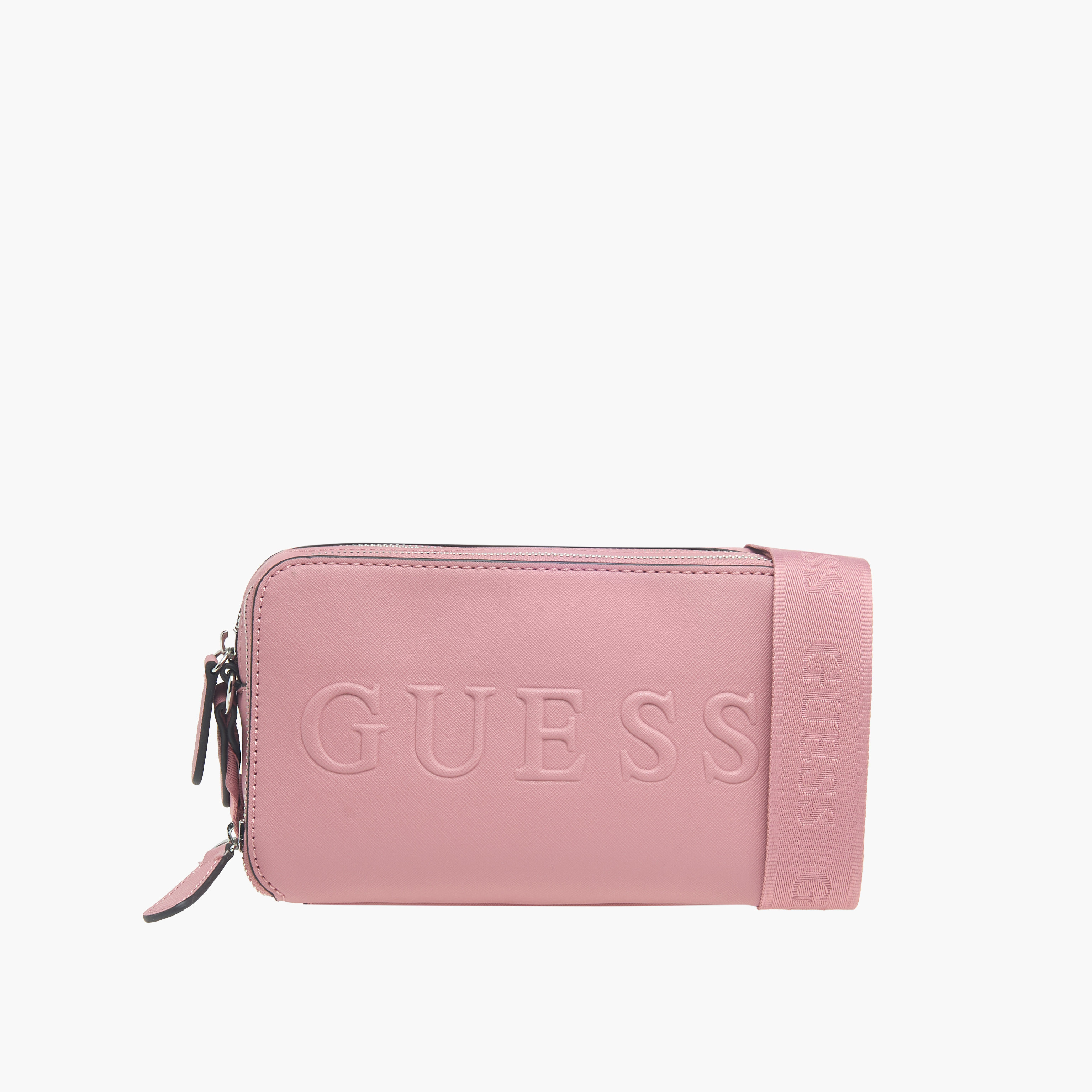 Shop Guess Haddington Logo Embossed Crossbody Bag with