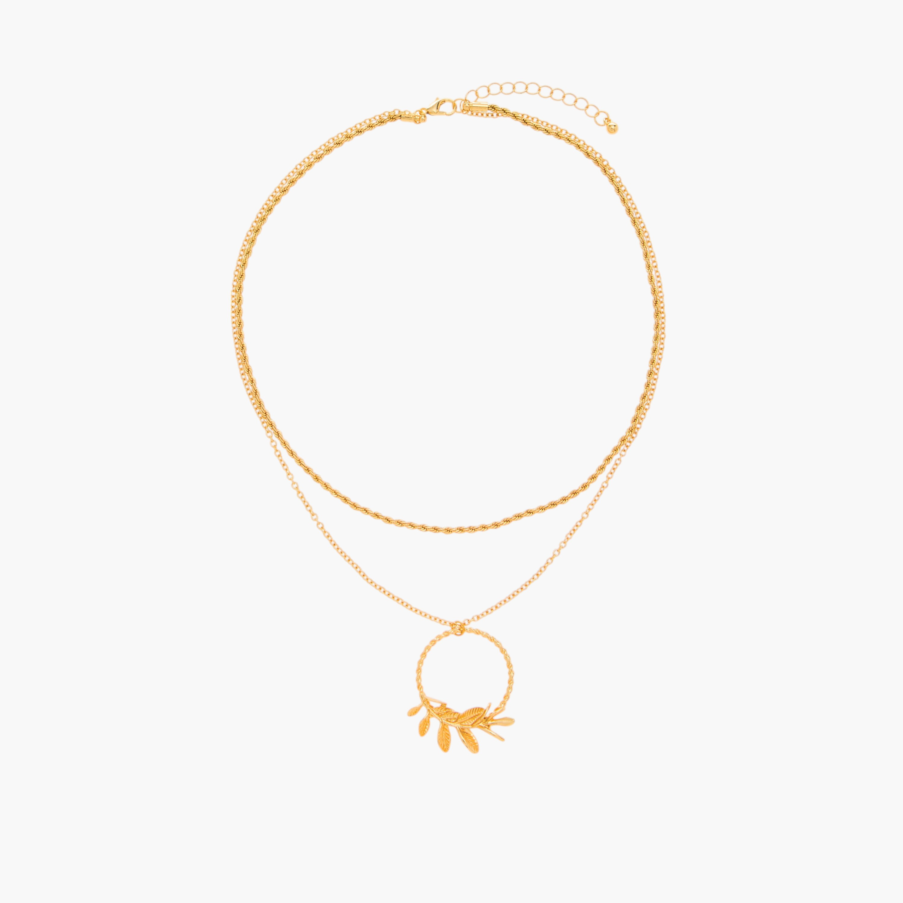 Metallic 2-Layer Pendant Necklace with Lobster Clasp Closure-women-watchesandjewellery-jewellery-necklacesandpendants-image-1