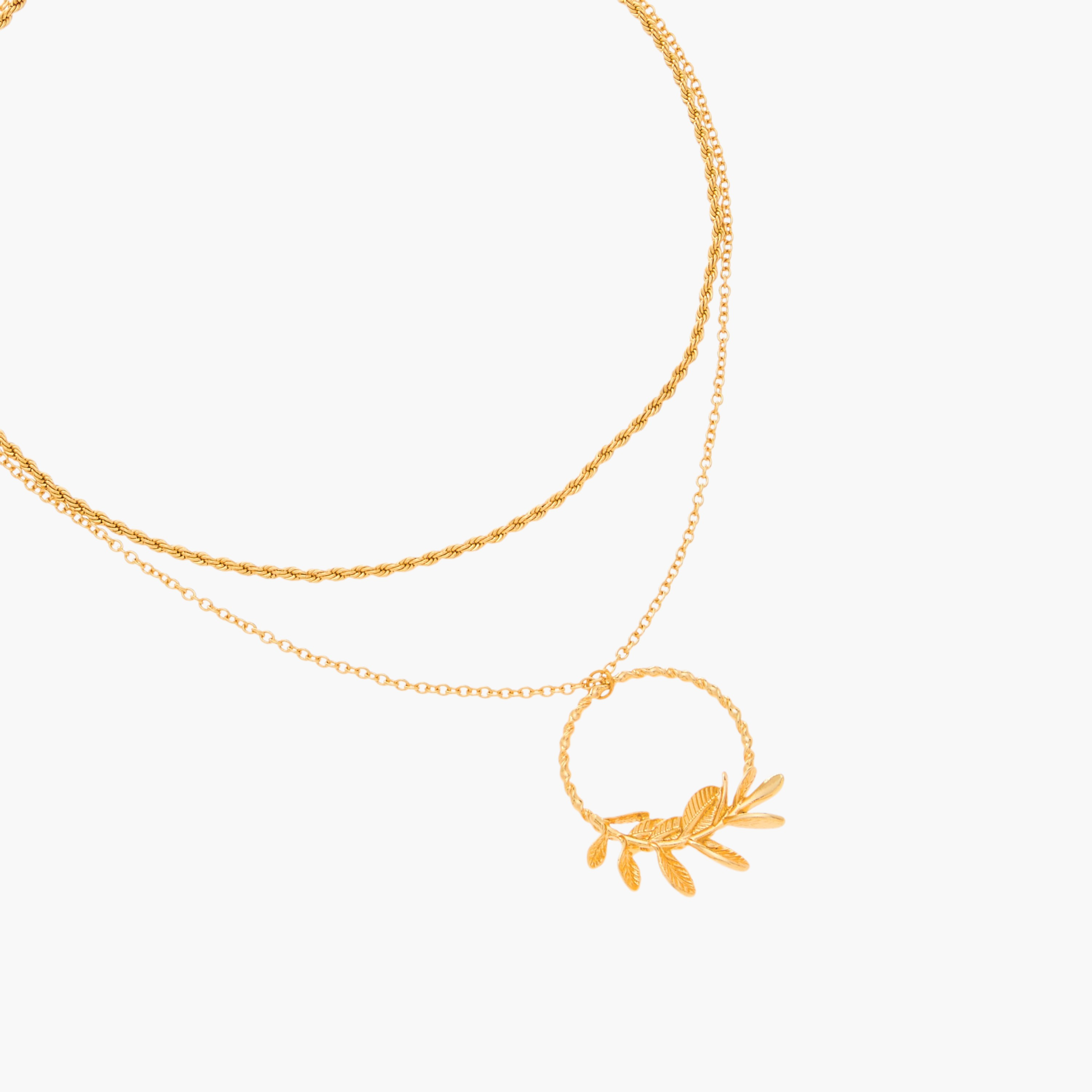 Metallic 2-Layer Pendant Necklace with Lobster Clasp Closure-women-watchesandjewellery-jewellery-necklacesandpendants-image-3