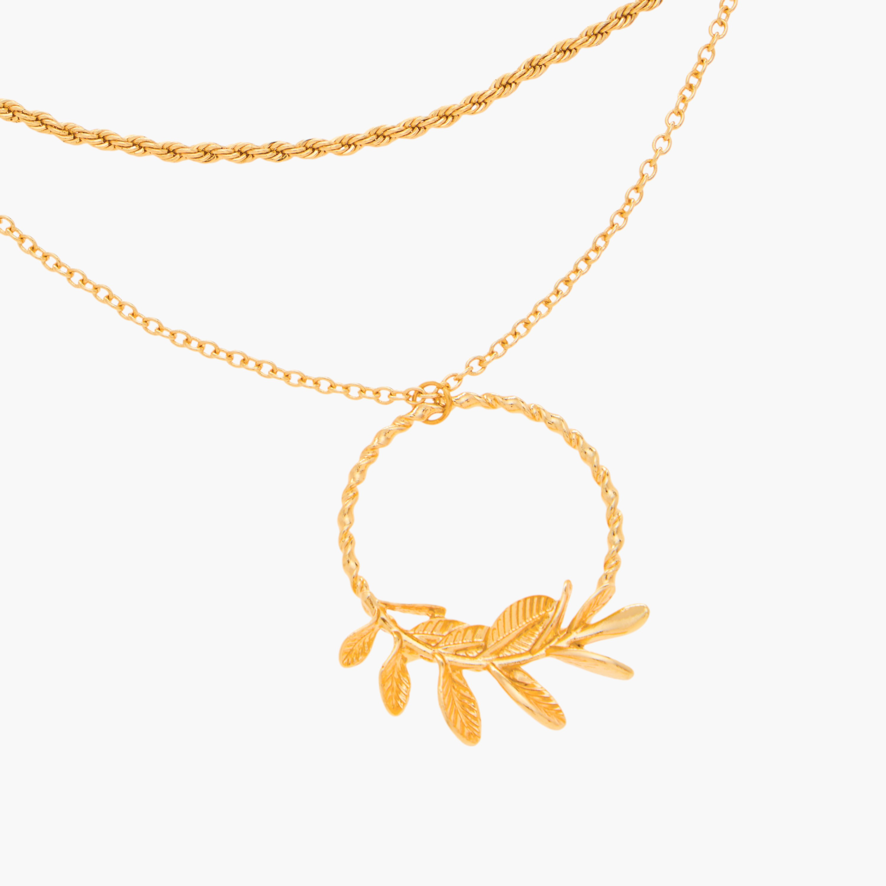 Metallic 2-Layer Pendant Necklace with Lobster Clasp Closure-women-watchesandjewellery-jewellery-necklacesandpendants-image-5