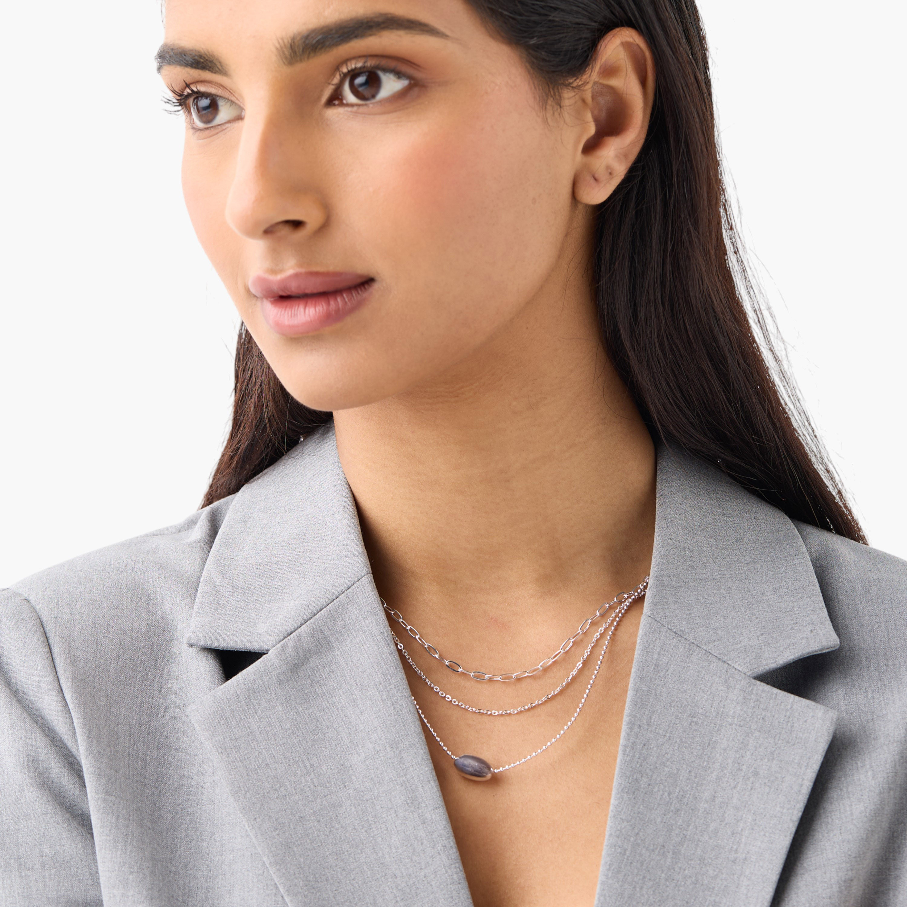 Layered Chain Necklace with Lobster Clasp Closure-women-watchesandjewellery-jewellery-necklacesandpendants-image-2