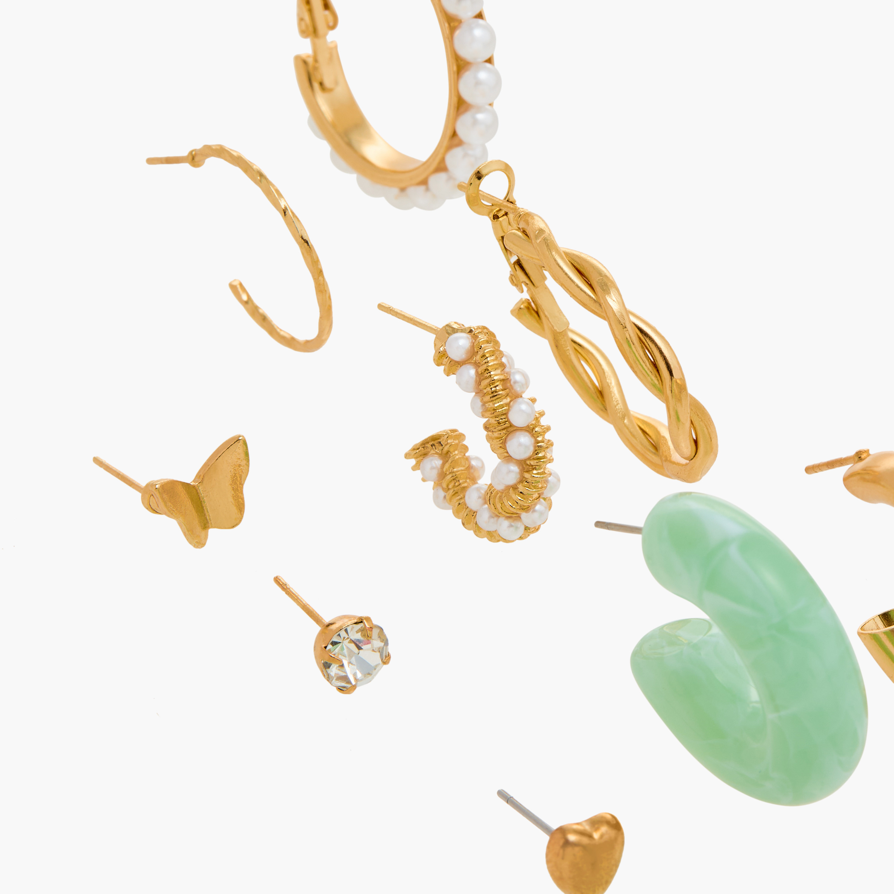 حلقان متنوعة بمكبس إغلاق خلفي - طقم 9 أزواج-women-watchesandjewellery-jewellery-earrings-image-4