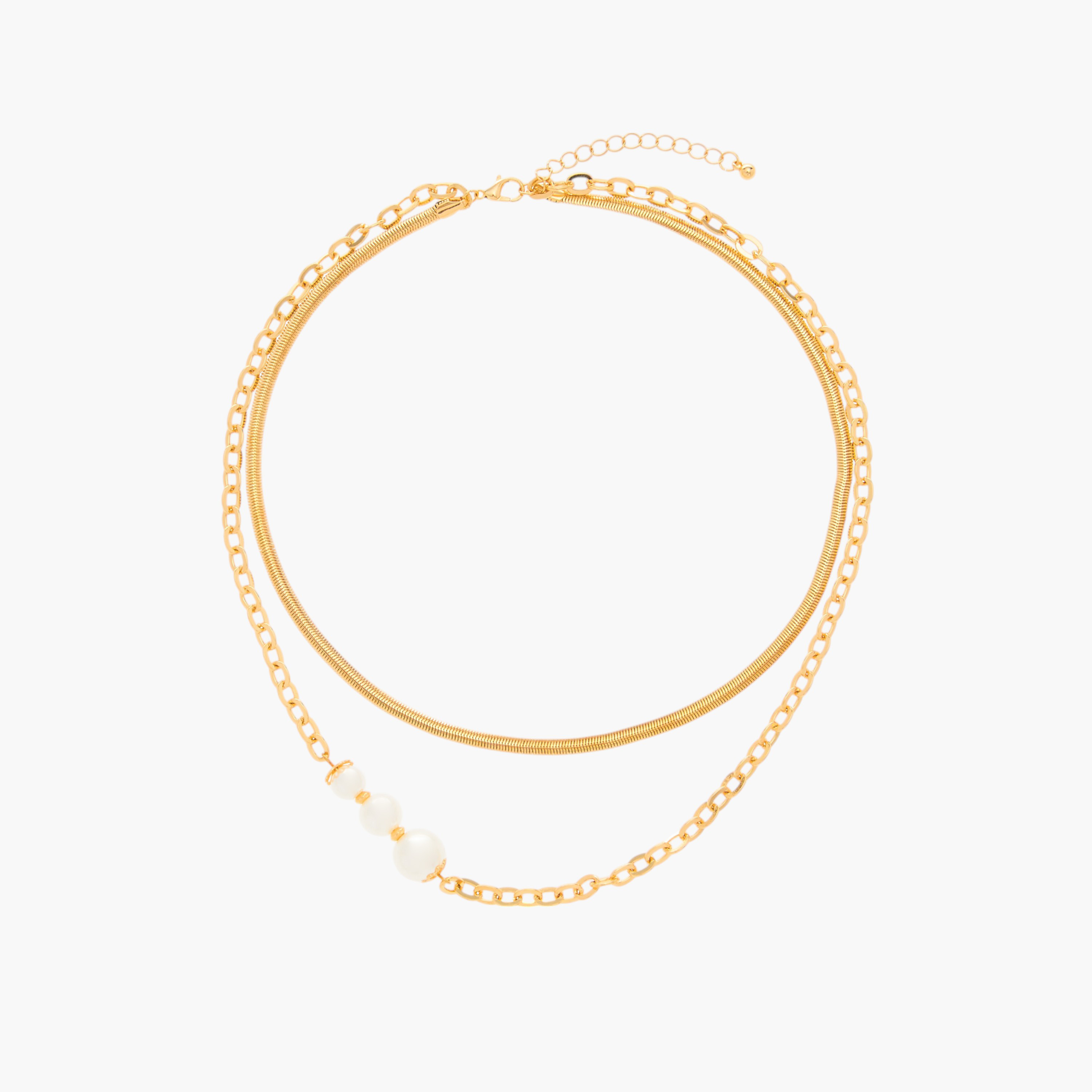 عقد بطبقتين مزين باللؤلؤ بمشبك إغلاق-women-watchesandjewellery-jewellery-necklacesandpendants-image-1