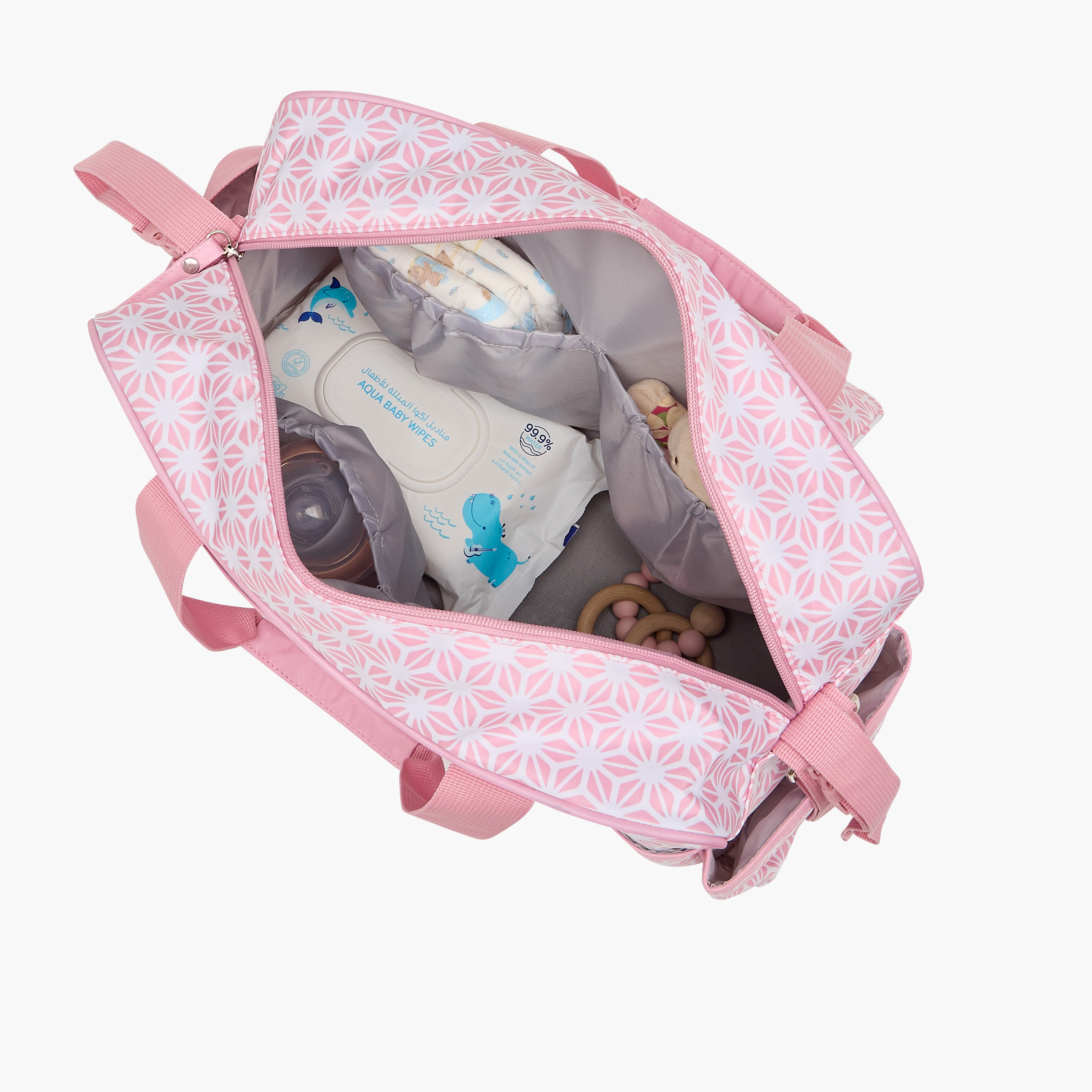 Juniors Printed Diaper Bag with Zip Closure and Double Handles-baby-diapering-diaperbags-image-11