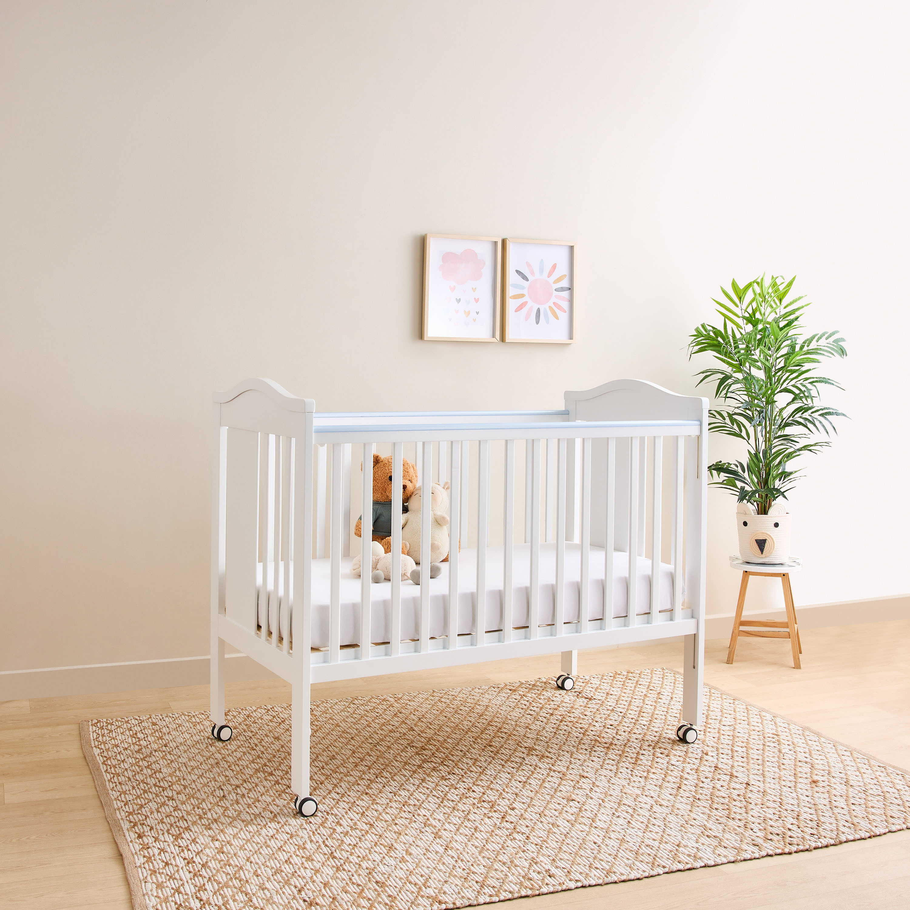 Juniors Crib with Adjustable Side Rails and Wheels (Up to 3 years)-baby-nursery-furniture-cribsandbeds-babycribs-image-1