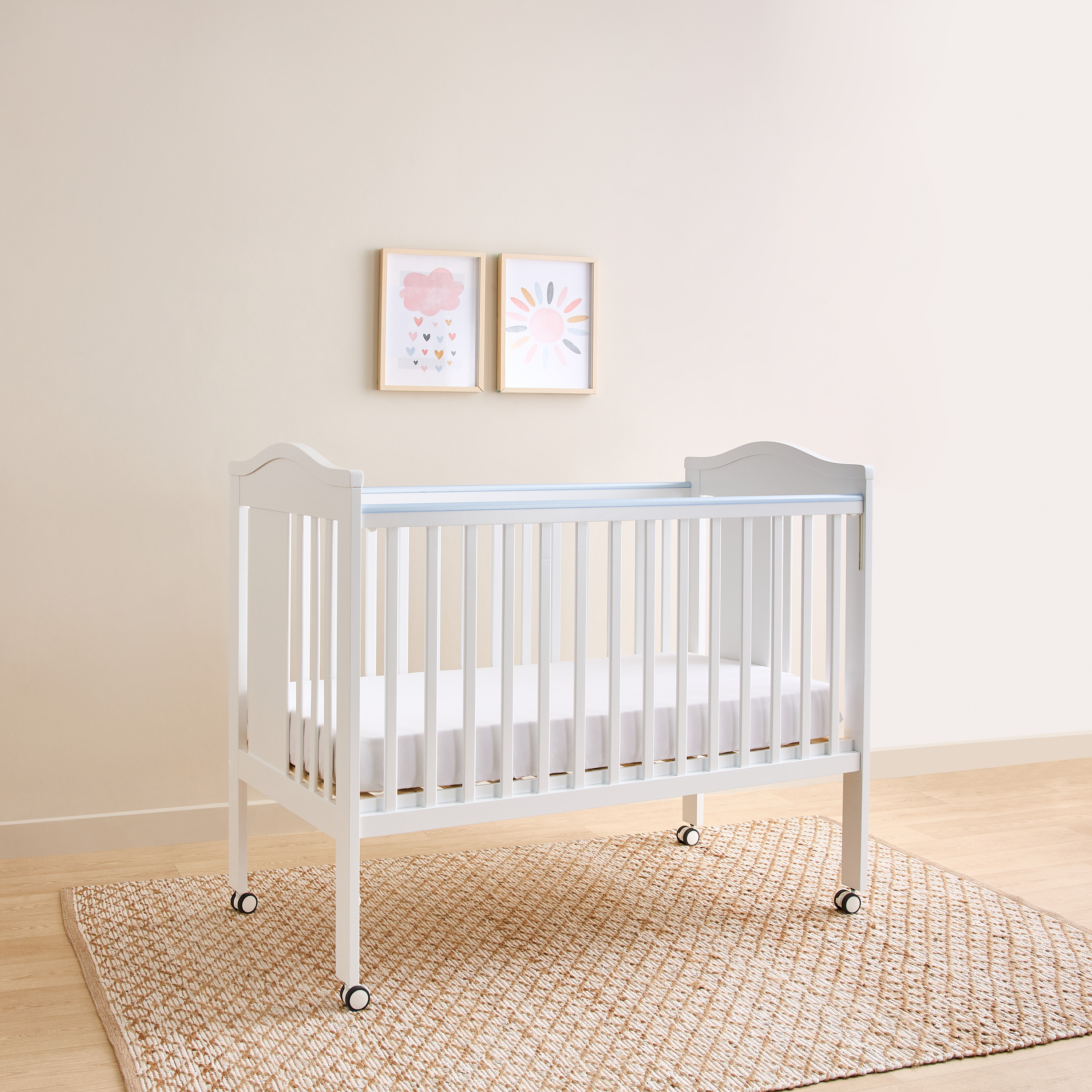 Juniors Crib with Adjustable Side Rails and Wheels (Up to 3 years)-baby-nursery-furniture-cribsandbeds-babycribs-image-2