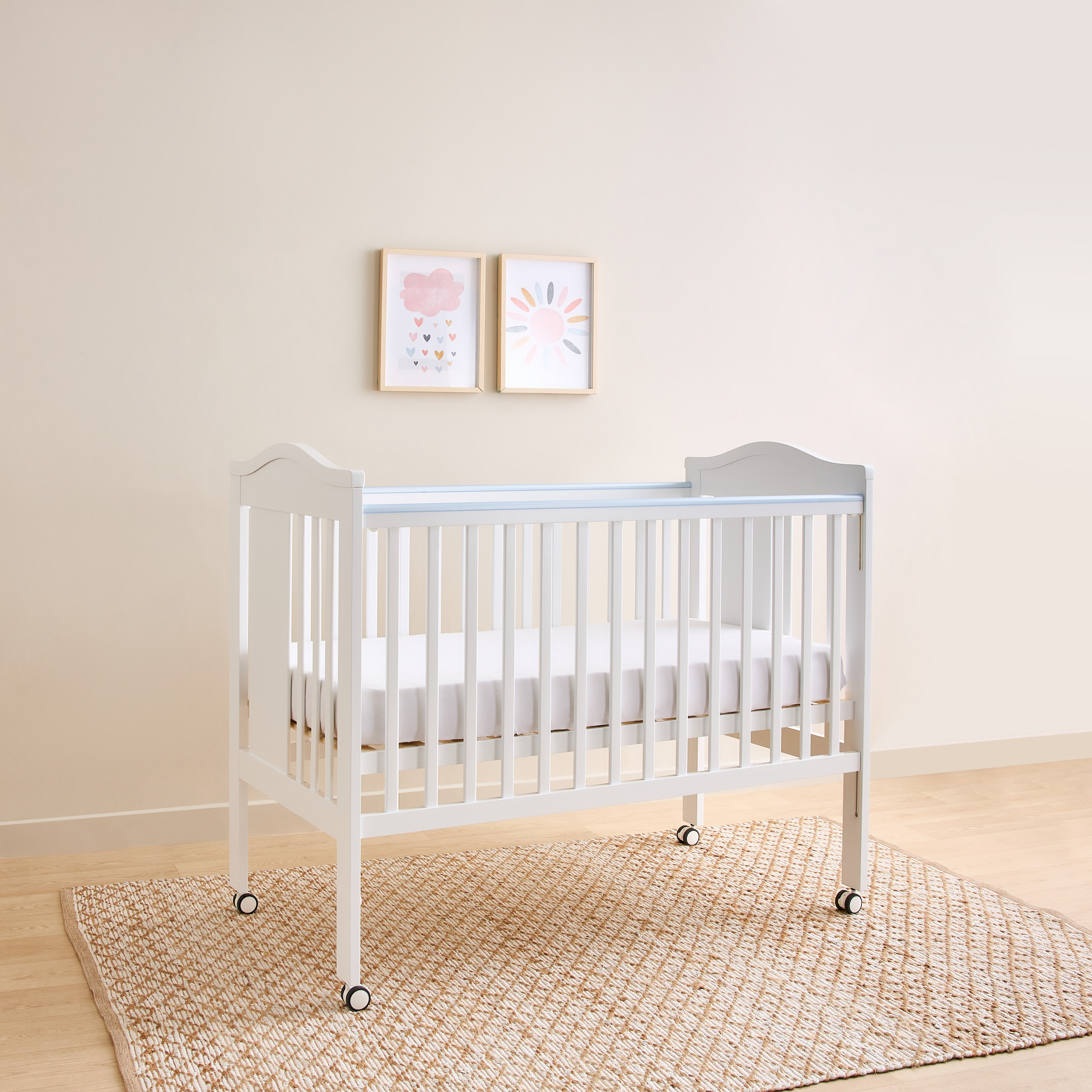 Juniors Crib with Adjustable Side Rails and Wheels (Up to 3 years)-baby-nursery-furniture-cribsandbeds-babycribs-image-3