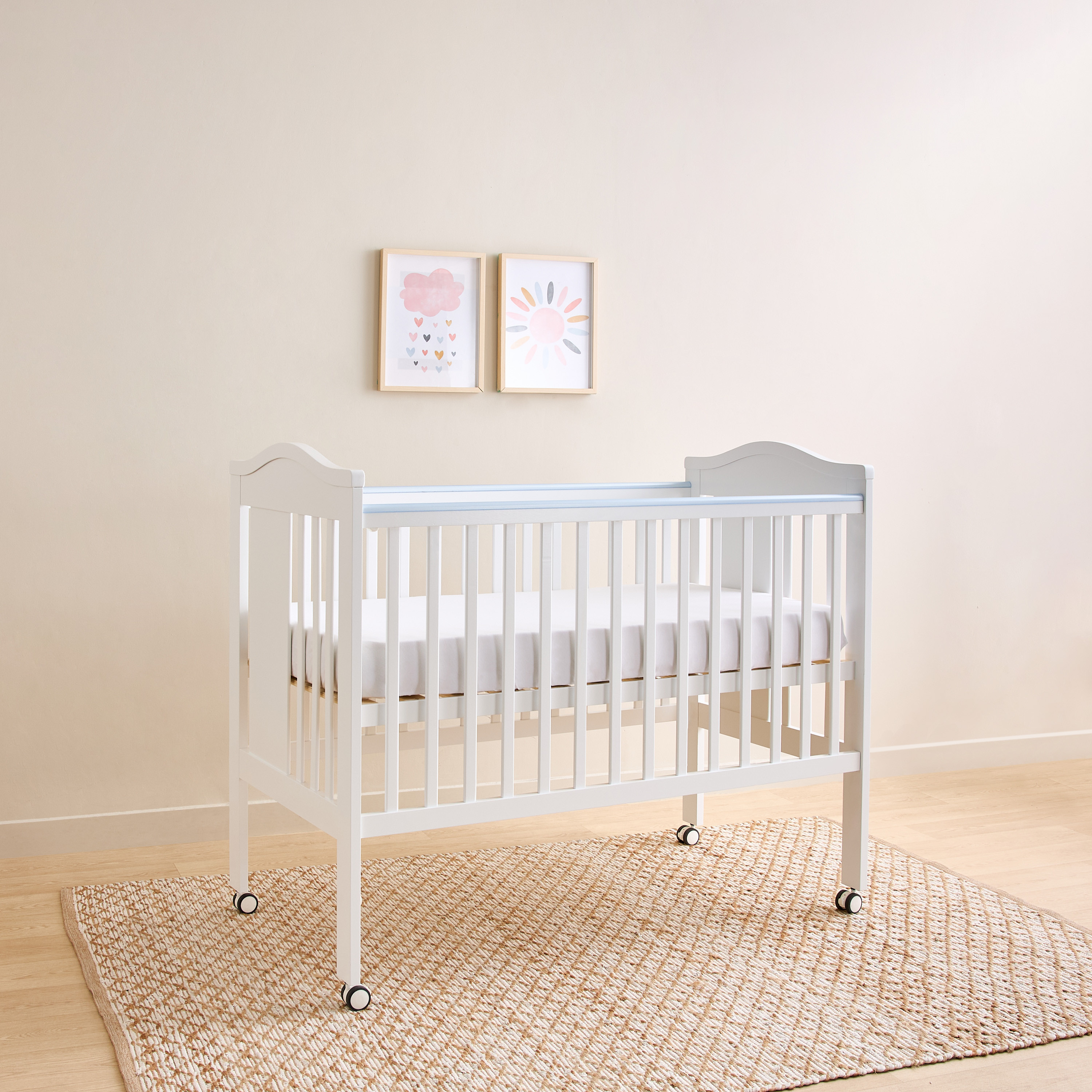 Juniors Crib with Adjustable Side Rails and Wheels (Up to 3 years)-baby-nursery-furniture-cribsandbeds-babycribs-image-4