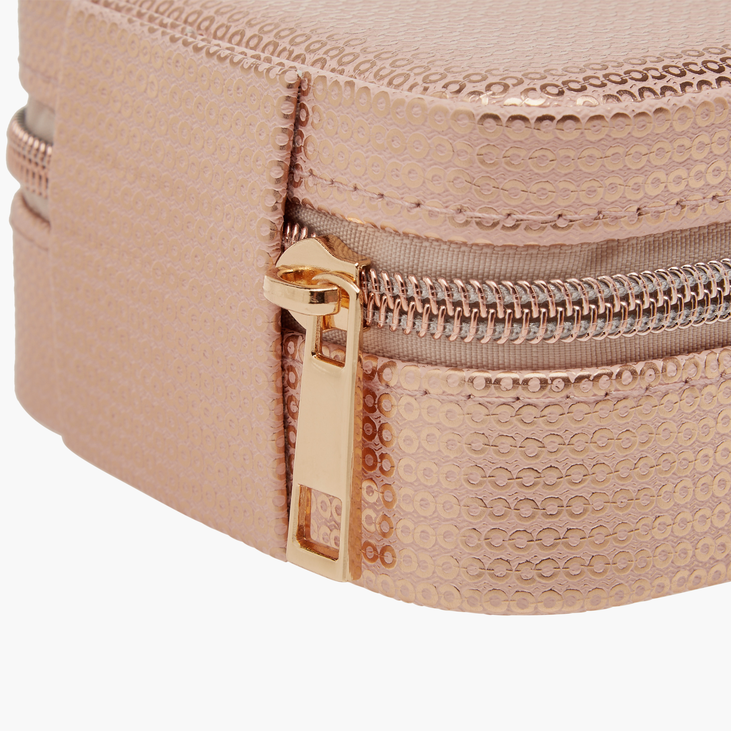 Textured Jewellery Box with Mirror and Zip Closure - 11x6x11 cms-women-watchesandjewellery-jewellery-storage-image-4