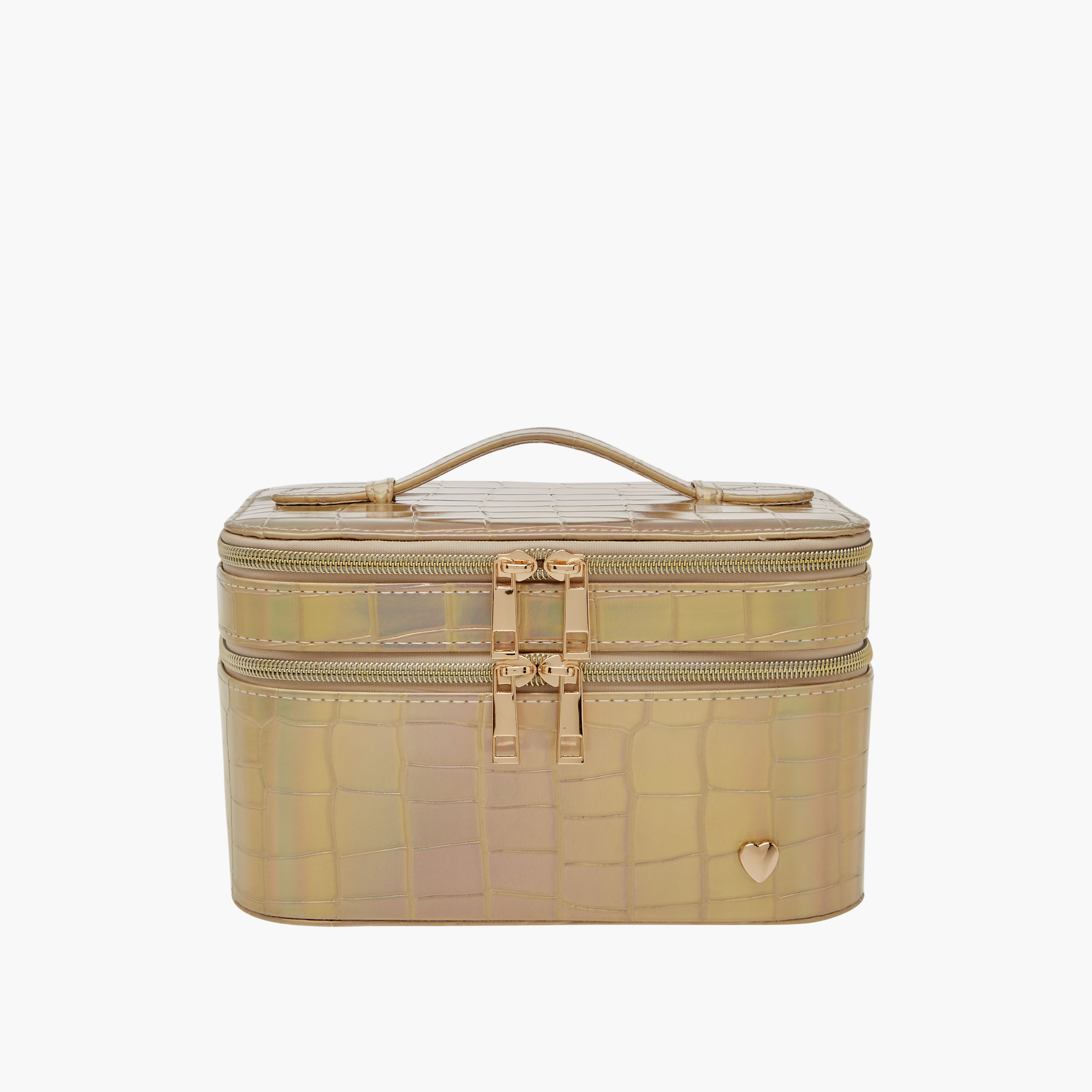 Textured Dual Compartment Jewellery Organiser Box with Handle - 23x13x15 cms-women-watchesandjewellery-jewellery-storage-image-1