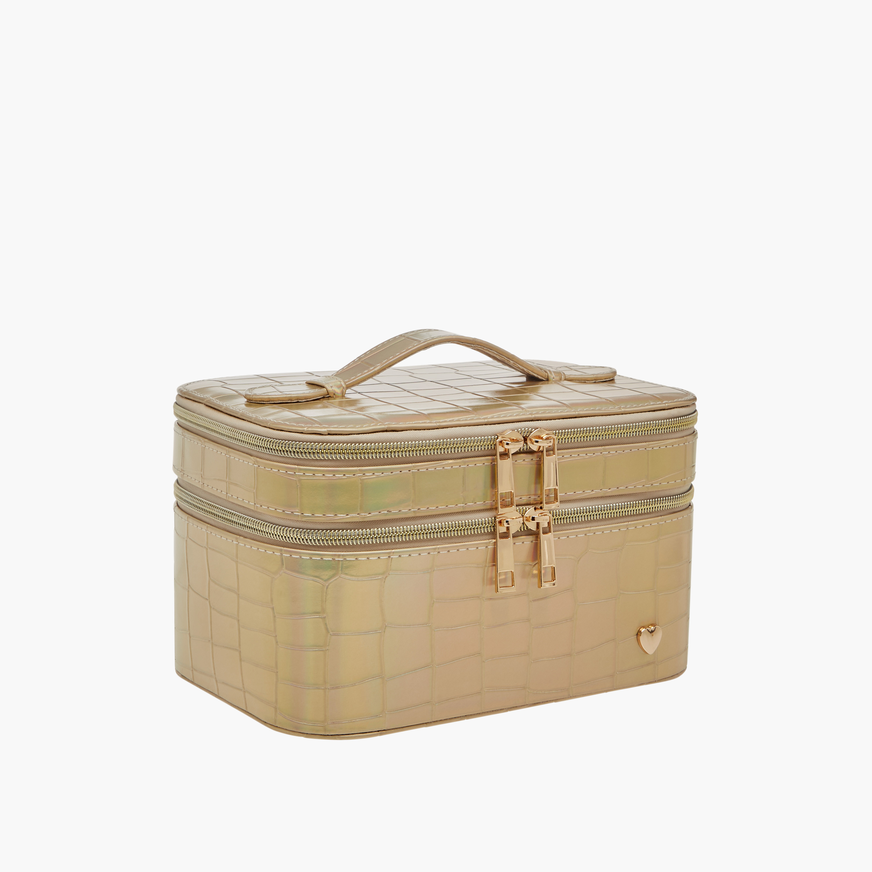 Textured Dual Compartment Jewellery Organiser Box with Handle - 23x13x15 cms-women-watchesandjewellery-jewellery-storage-image-2