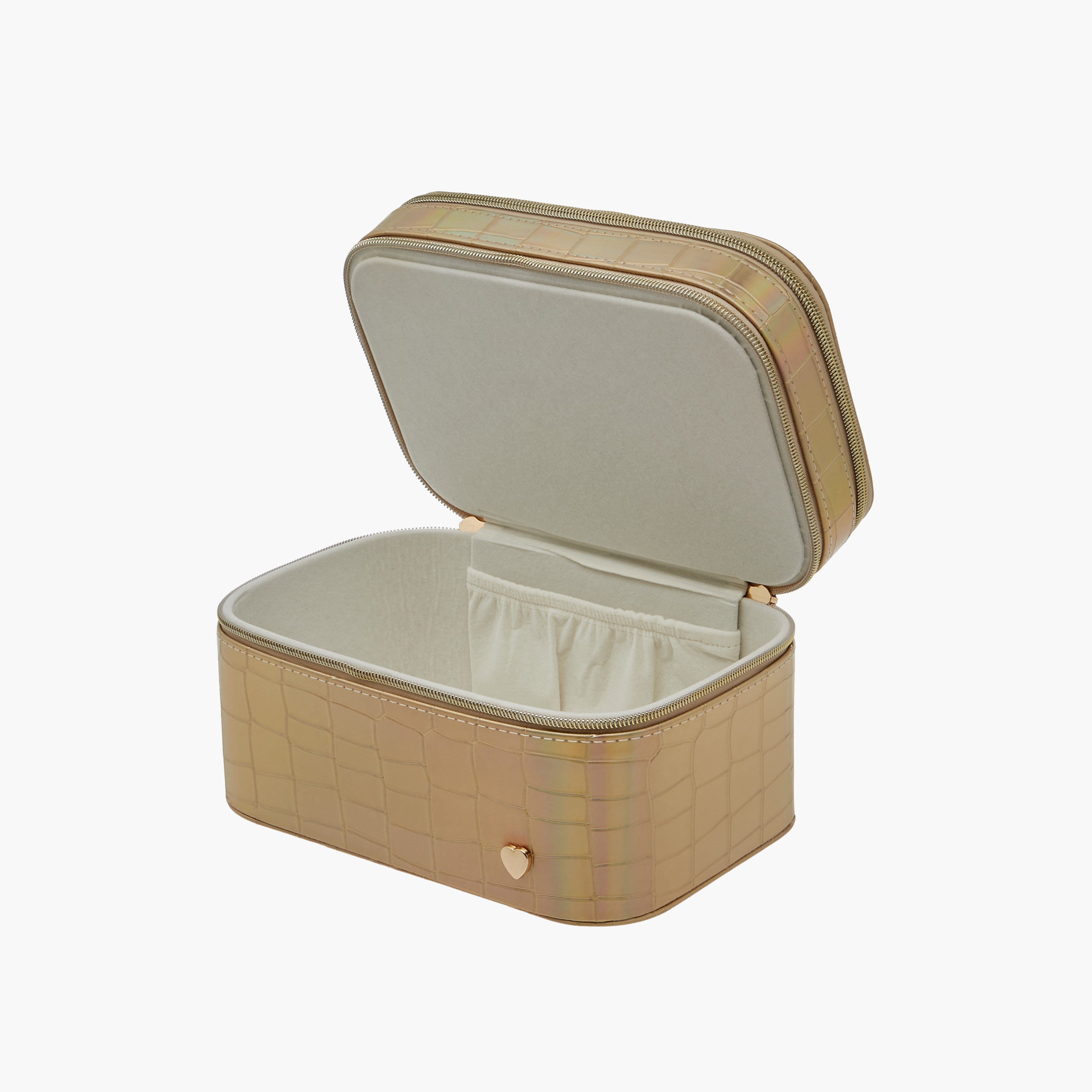 Textured Dual Compartment Jewellery Organiser Box with Handle - 23x13x15 cms-women-watchesandjewellery-jewellery-storage-image-4