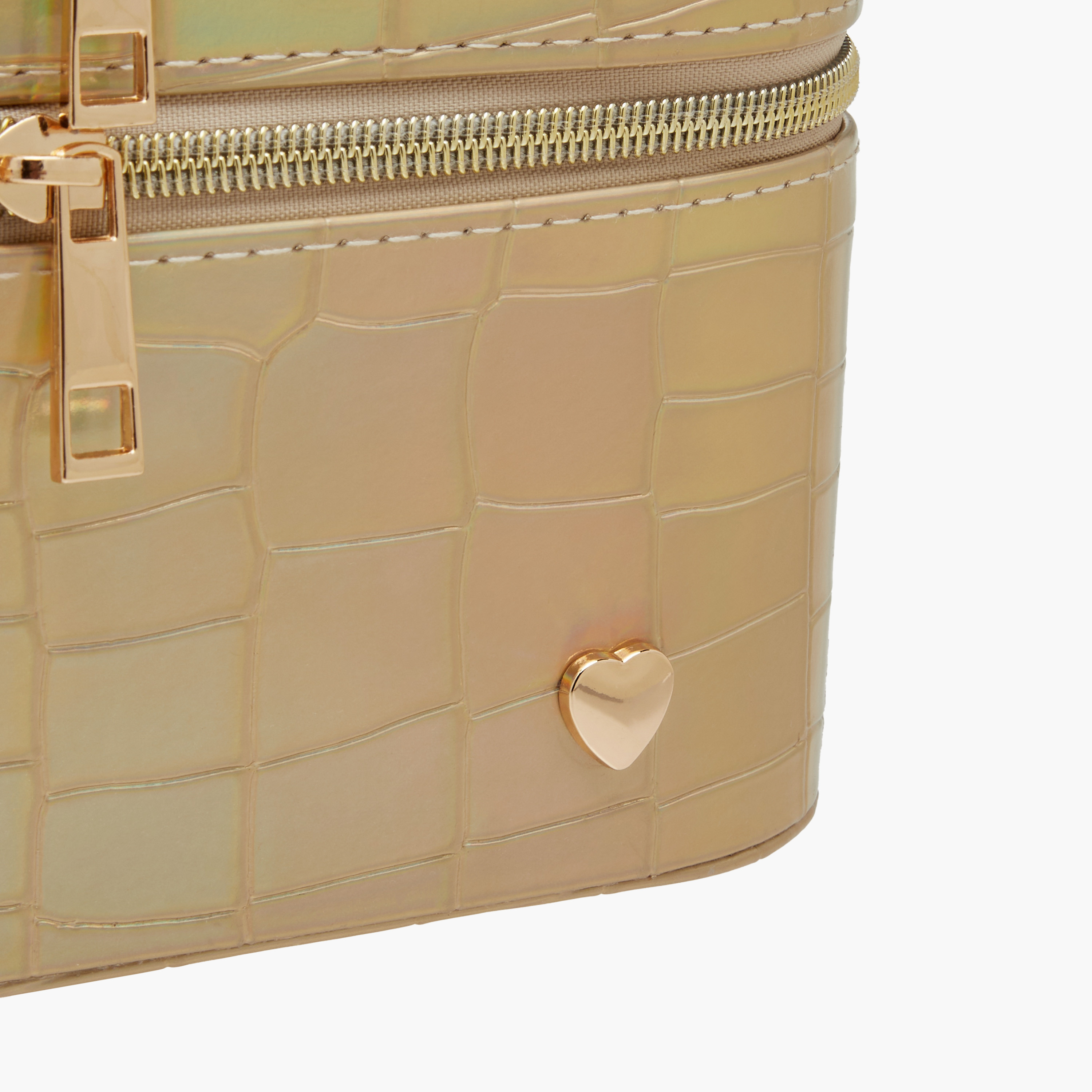 Textured Dual Compartment Jewellery Organiser Box with Handle - 23x13x15 cms-women-watchesandjewellery-jewellery-storage-image-5