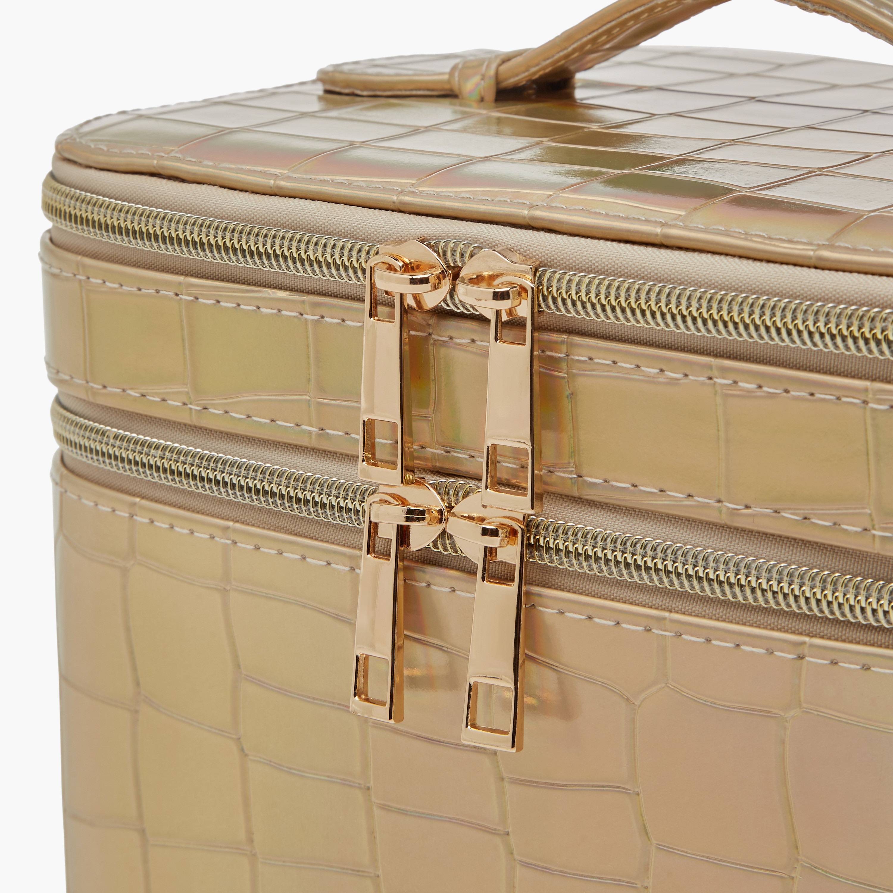 Textured Dual Compartment Jewellery Organiser Box with Handle - 23x13x15 cms-women-watchesandjewellery-jewellery-storage-image-6