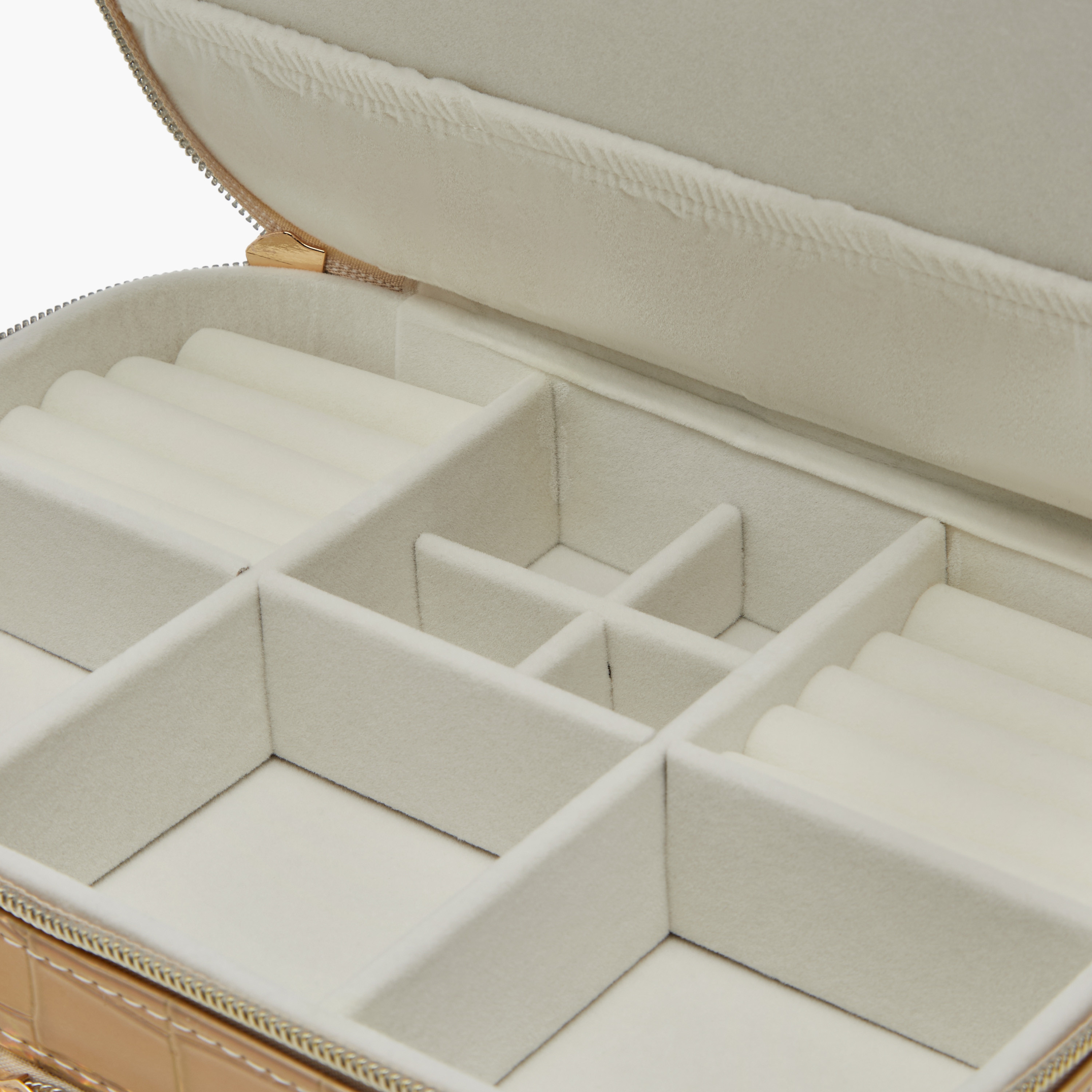 Textured Dual Compartment Jewellery Organiser Box with Handle - 23x13x15 cms-women-watchesandjewellery-jewellery-storage-image-7