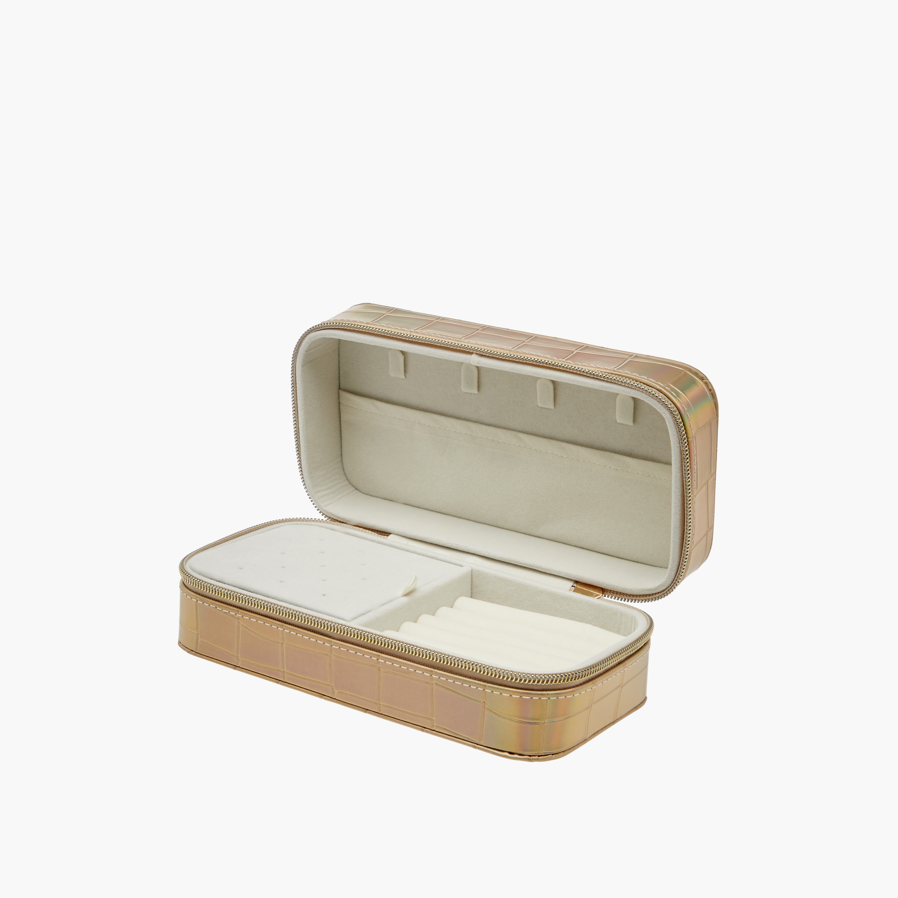 Textured Jewellery Organiser Box with Handle - 20x10x7 cms-women-watchesandjewellery-jewellery-storage-image-2