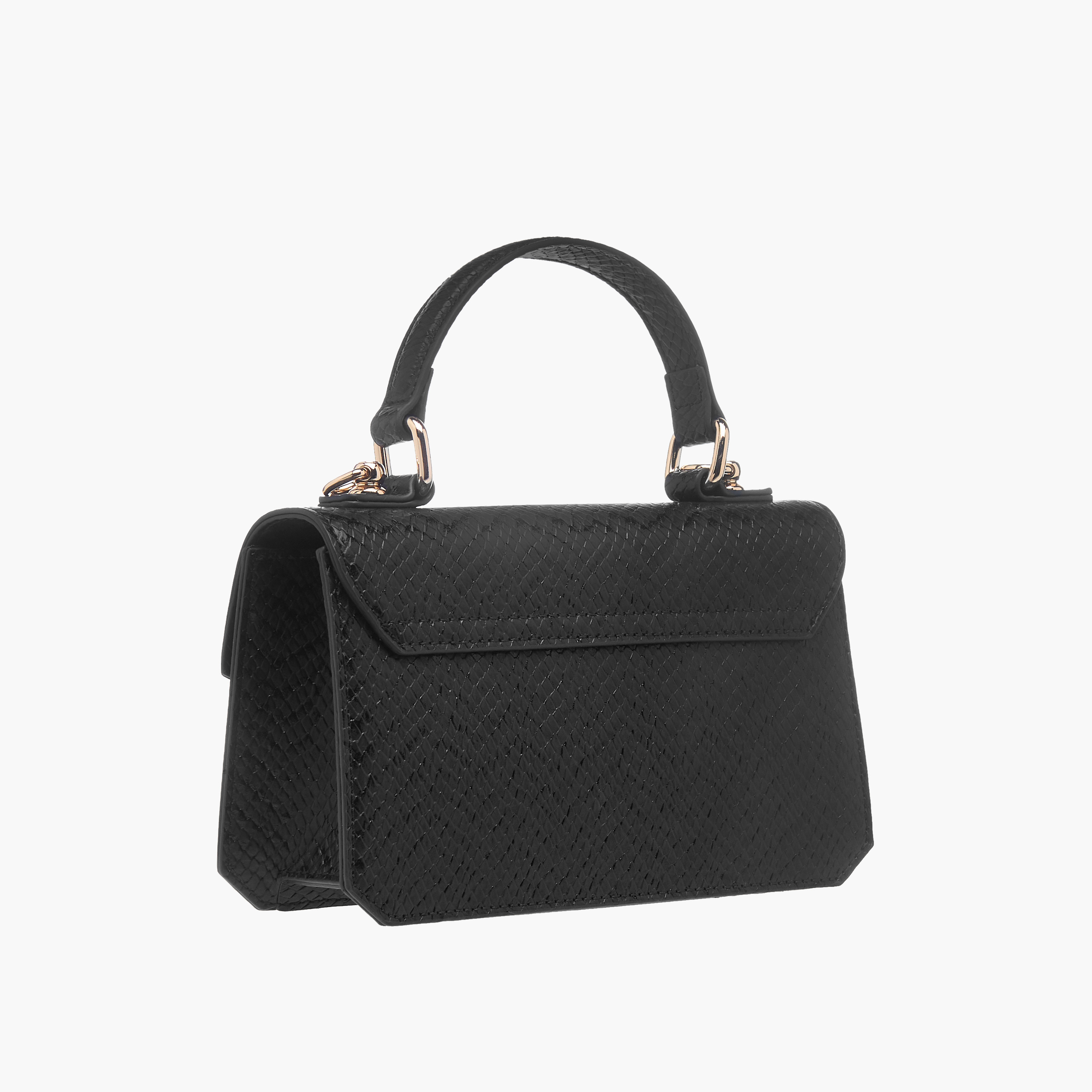 Celeste Textured Satchel Bag with Flap Closure and Detachable Strap-women-bagsandwallets-handbags-image-3