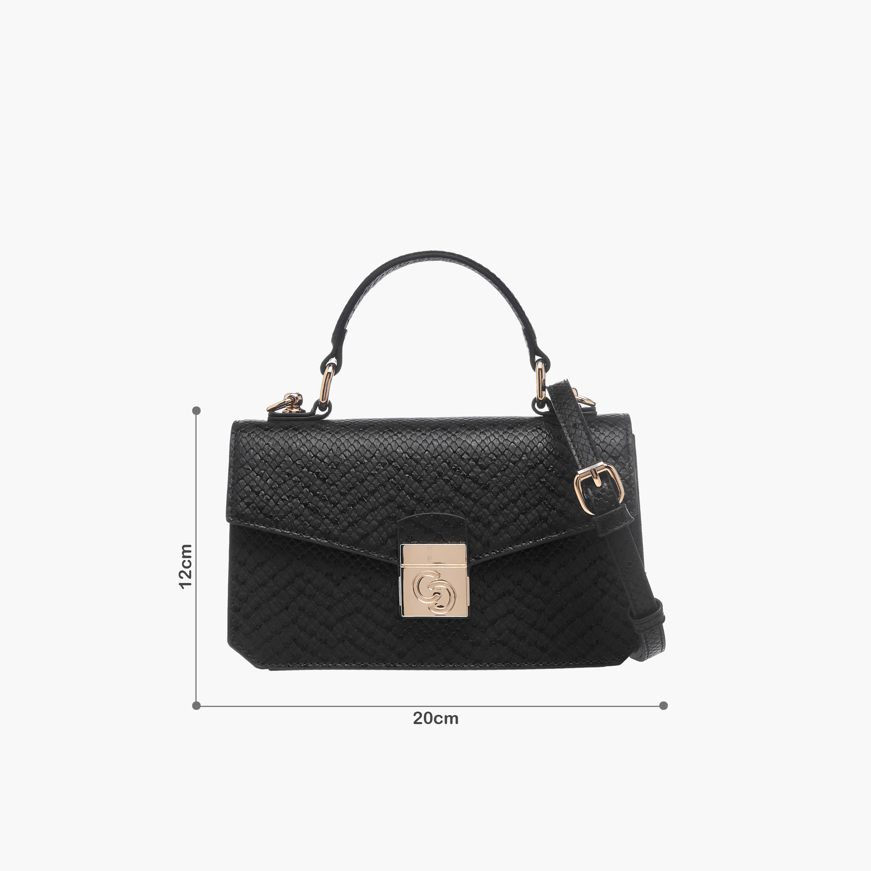 Celeste Textured Satchel Bag with Flap Closure and Detachable Strap-women-bagsandwallets-handbags-image-8