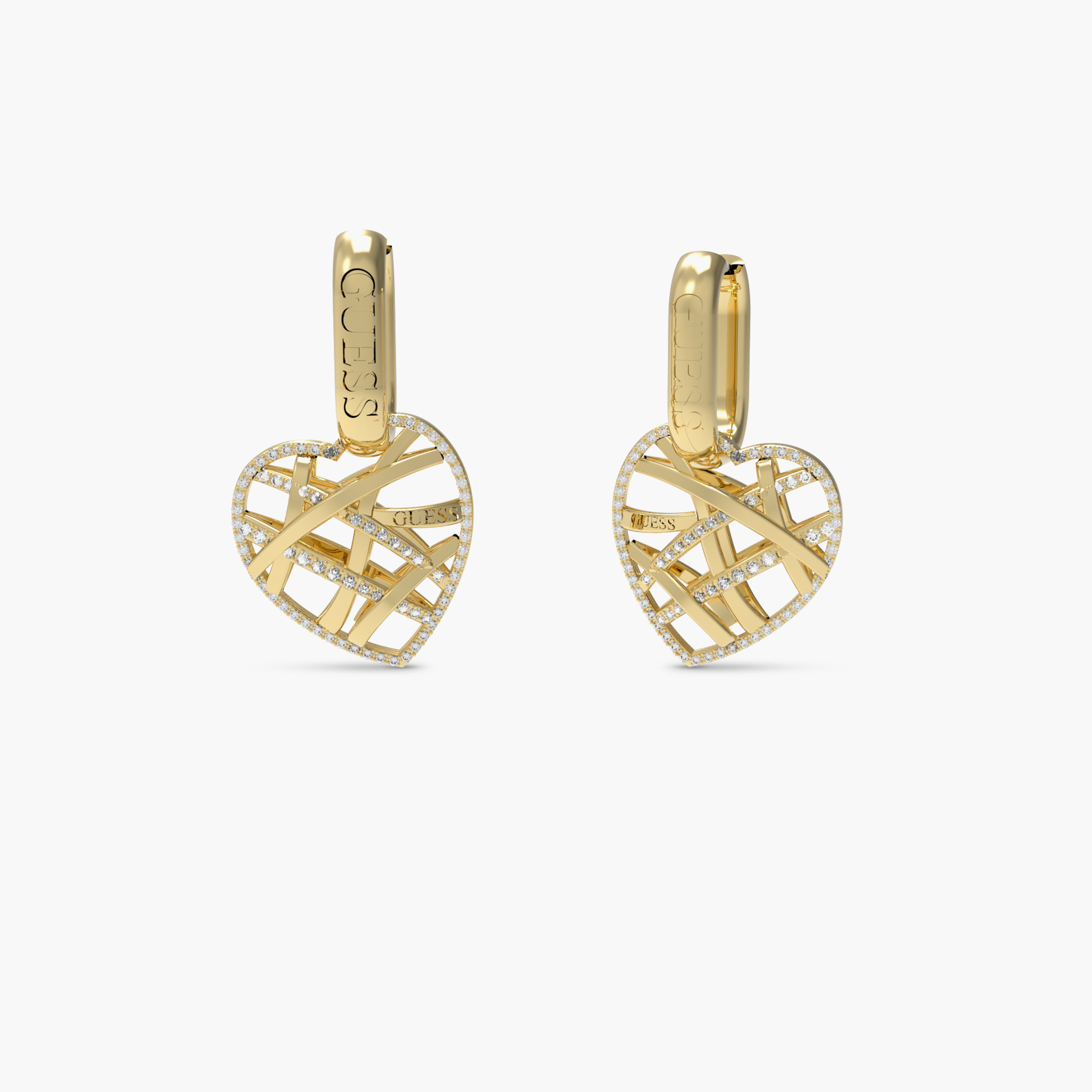 غيس-   قرط للنساء ستانلس ستيل ذهبي مزينة على شكل قلب | JUBE03098JWYGT/U-women-watchesandjewellery-jewellery-earrings-image-1