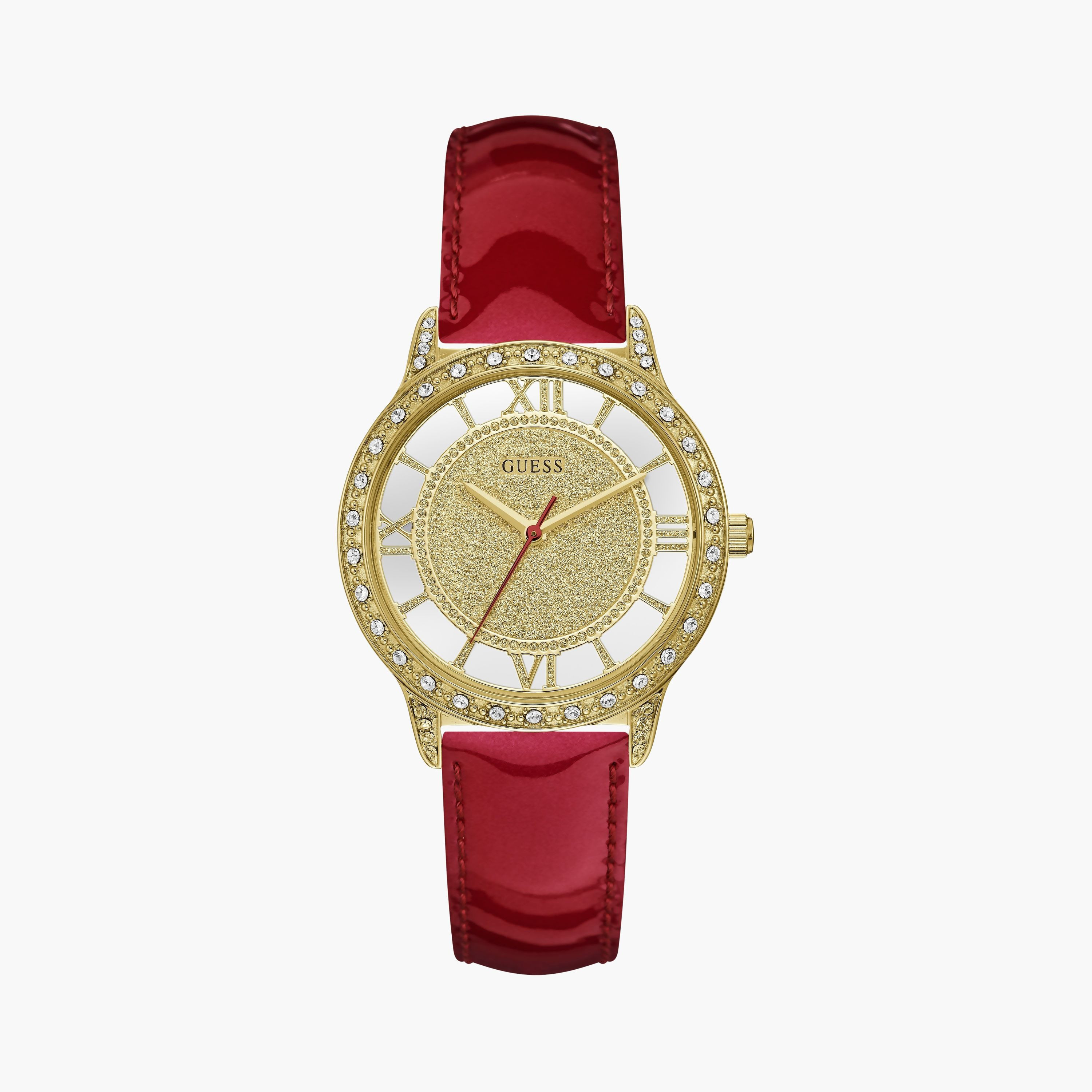 Guess Women's 34 MM Red Analog Leather Strap Watch  | GW0436L1-women-watchesandjewellery-watches-image-1