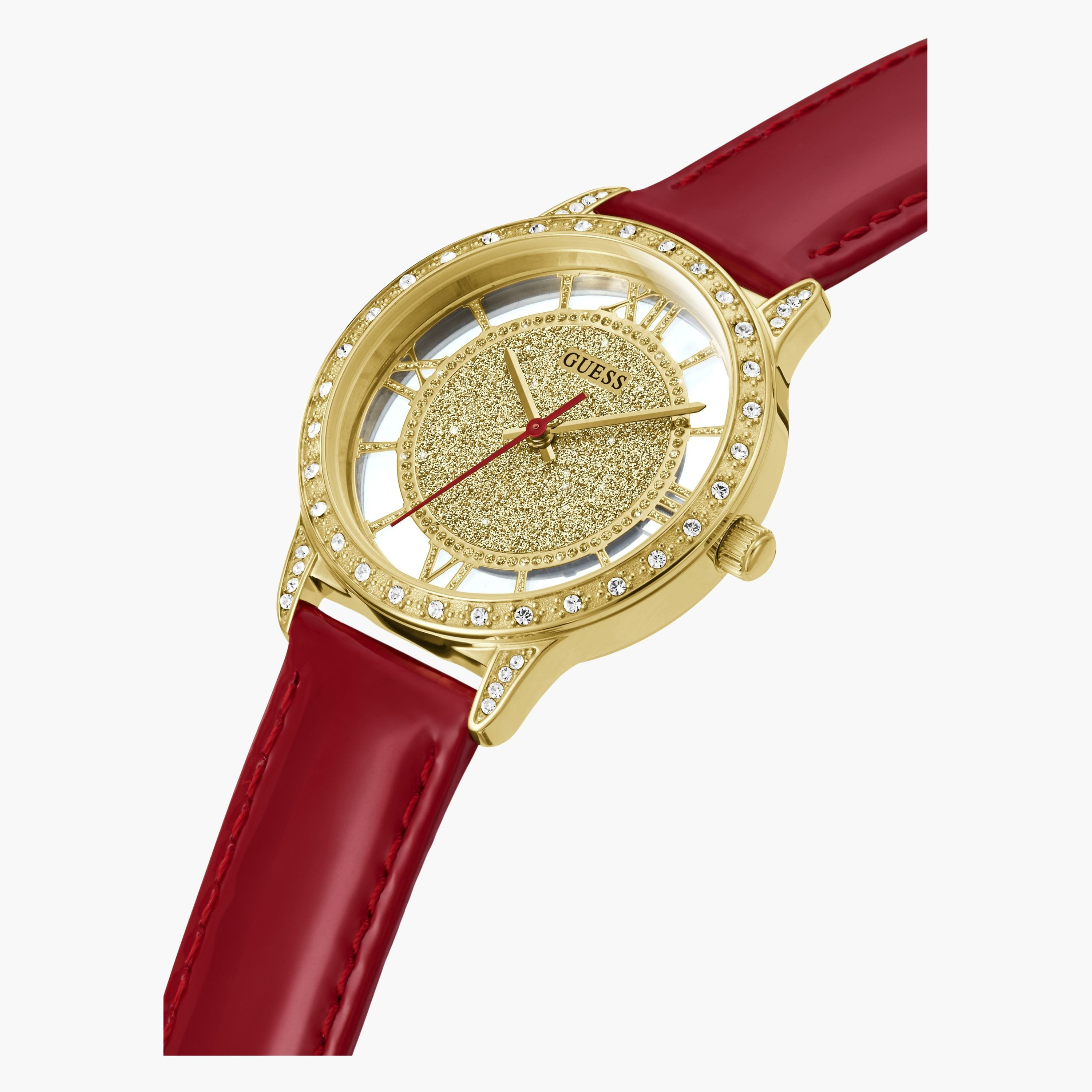 Guess Women's 34 MM Red Analog Leather Strap Watch  | GW0436L1-women-watchesandjewellery-watches-image-4