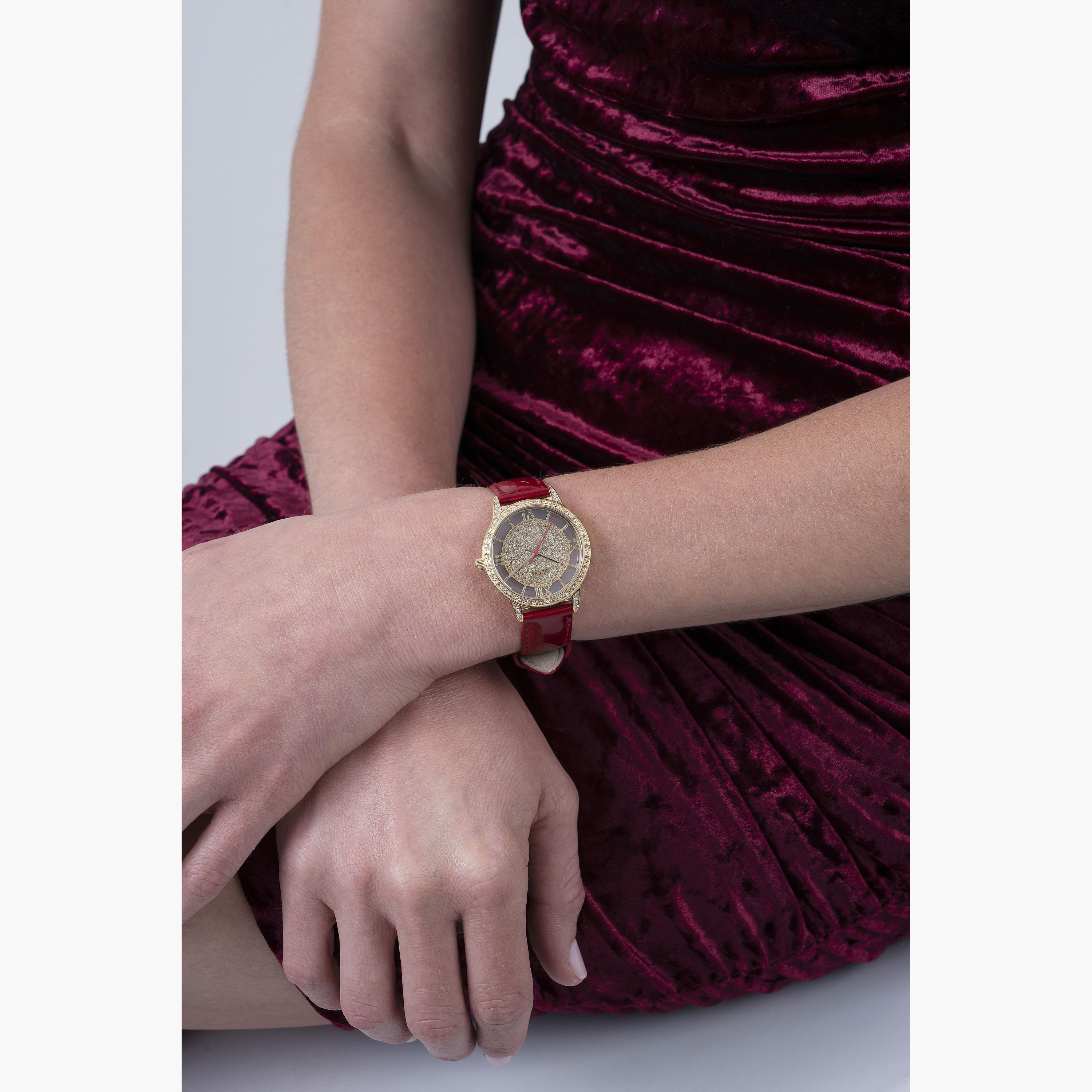 Guess Women's 34 MM Red Analog Leather Strap Watch  | GW0436L1-women-watchesandjewellery-watches-image-6
