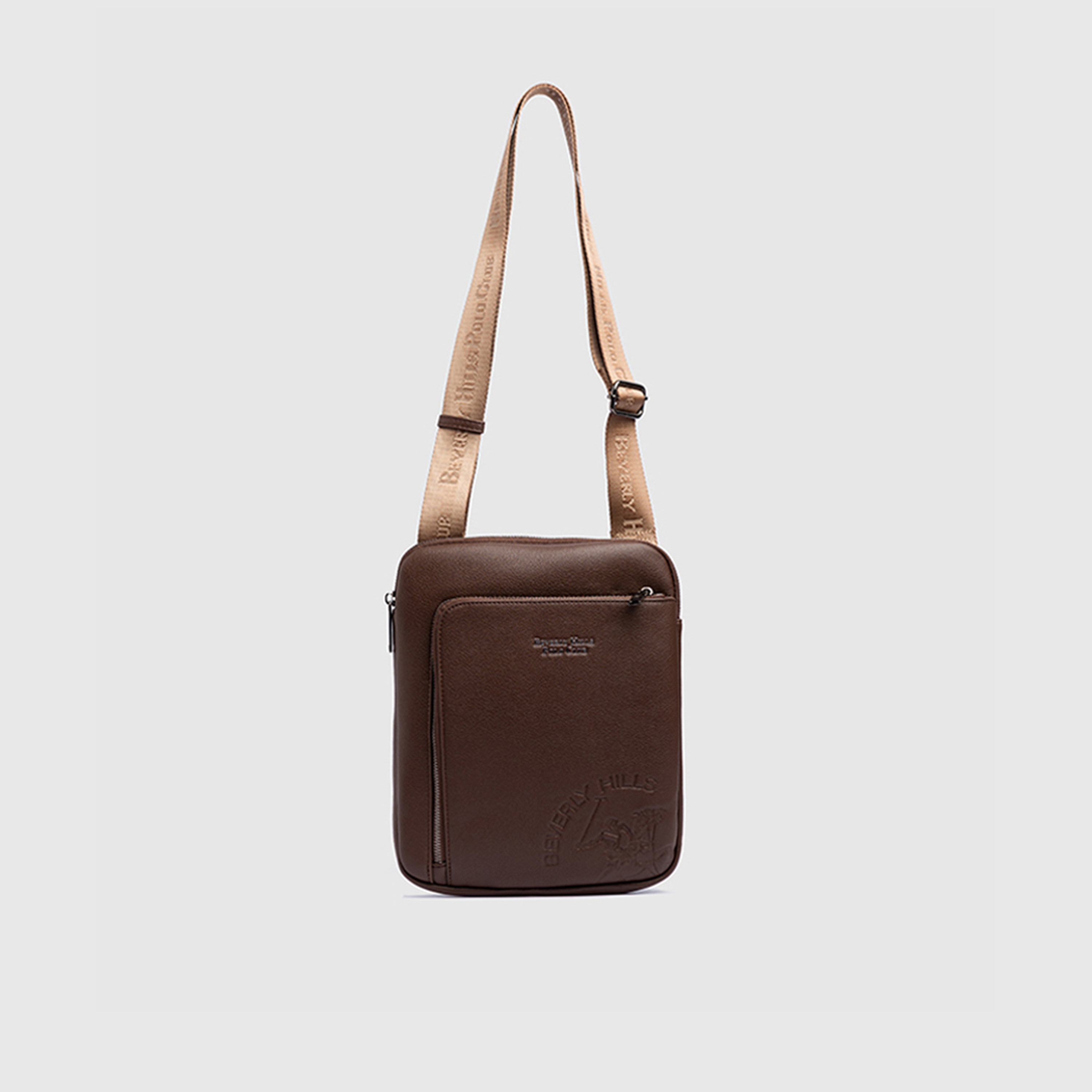 Beverly Hills Polo Club Textured Sling Bag with Zipper Closure and Adjustable Strap-men-bags-image-1