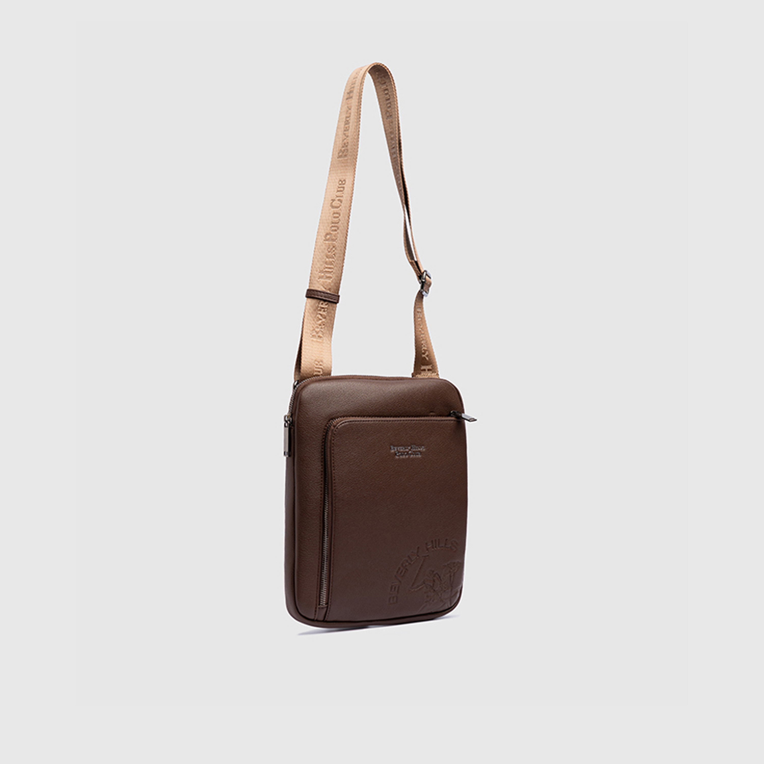 Beverly Hills Polo Club Textured Sling Bag with Zipper Closure and Adjustable Strap-men-bags-image-3
