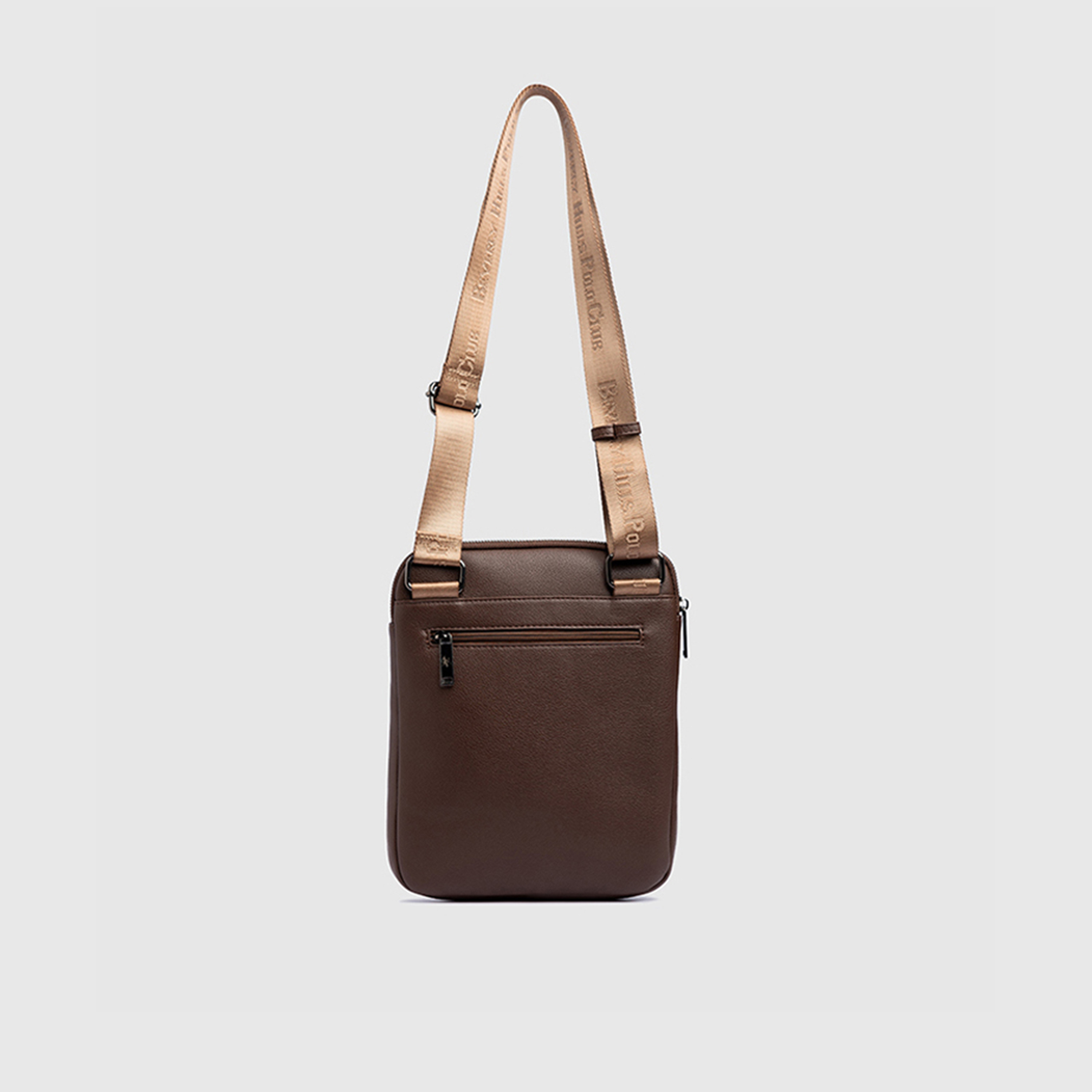 Beverly Hills Polo Club Textured Sling Bag with Zipper Closure and Adjustable Strap-men-bags-image-4