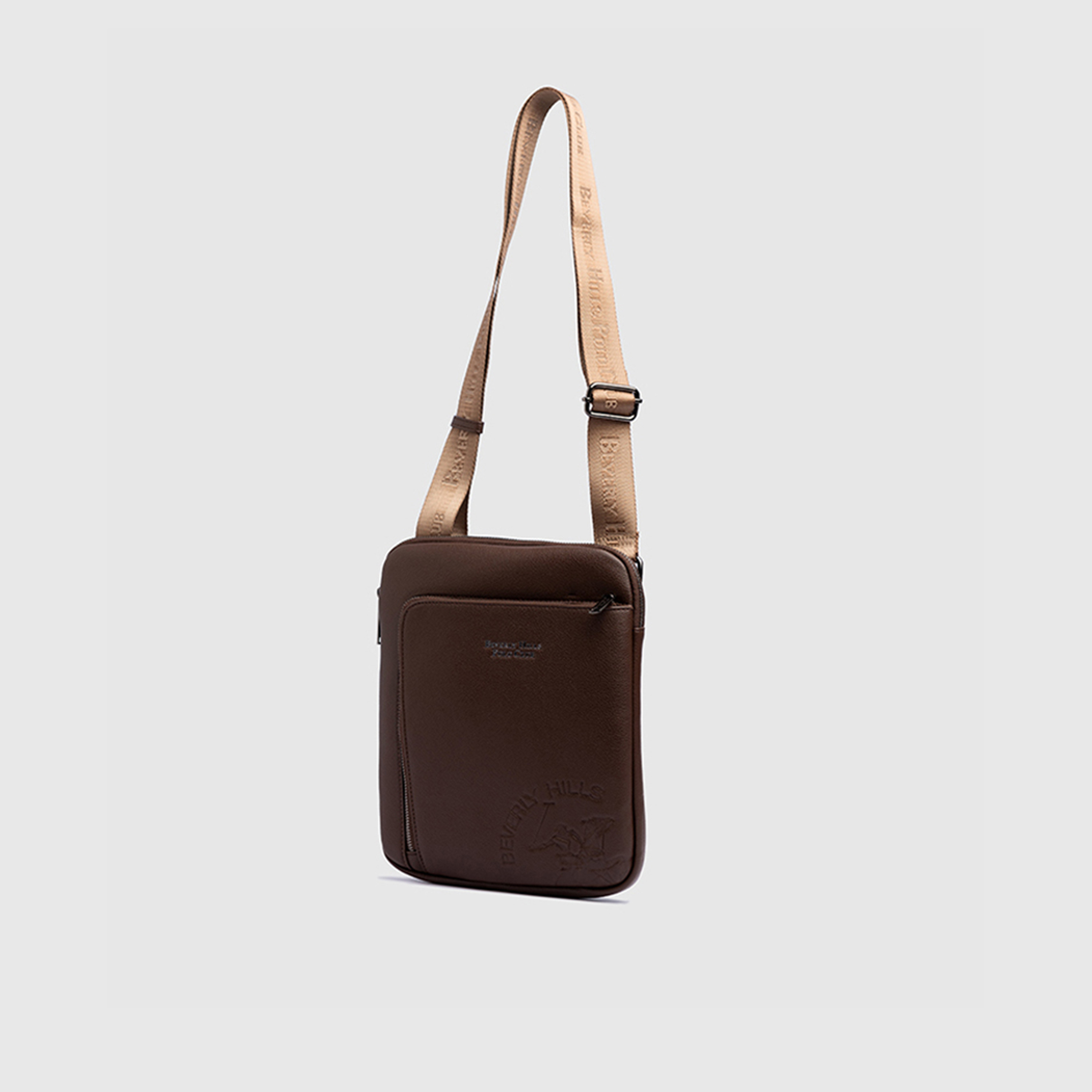 Beverly Hills Polo Club Textured Sling Bag with Zipper Closure and Adjustable Strap-men-bags-image-5