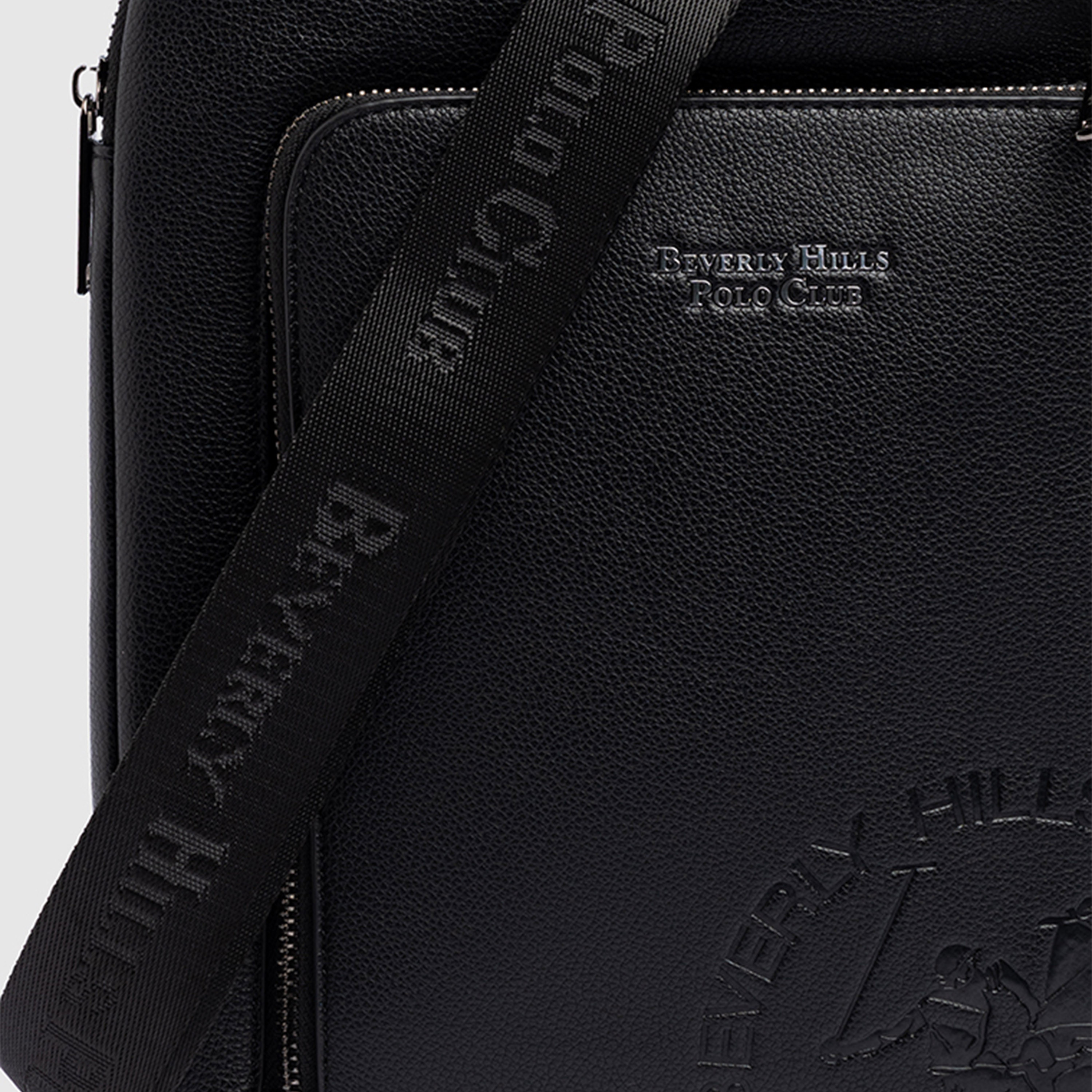 Beverly Hills Polo Club Textured Sling Bag with Zipper Closure and Adjustable Strap-men-bags-image-7