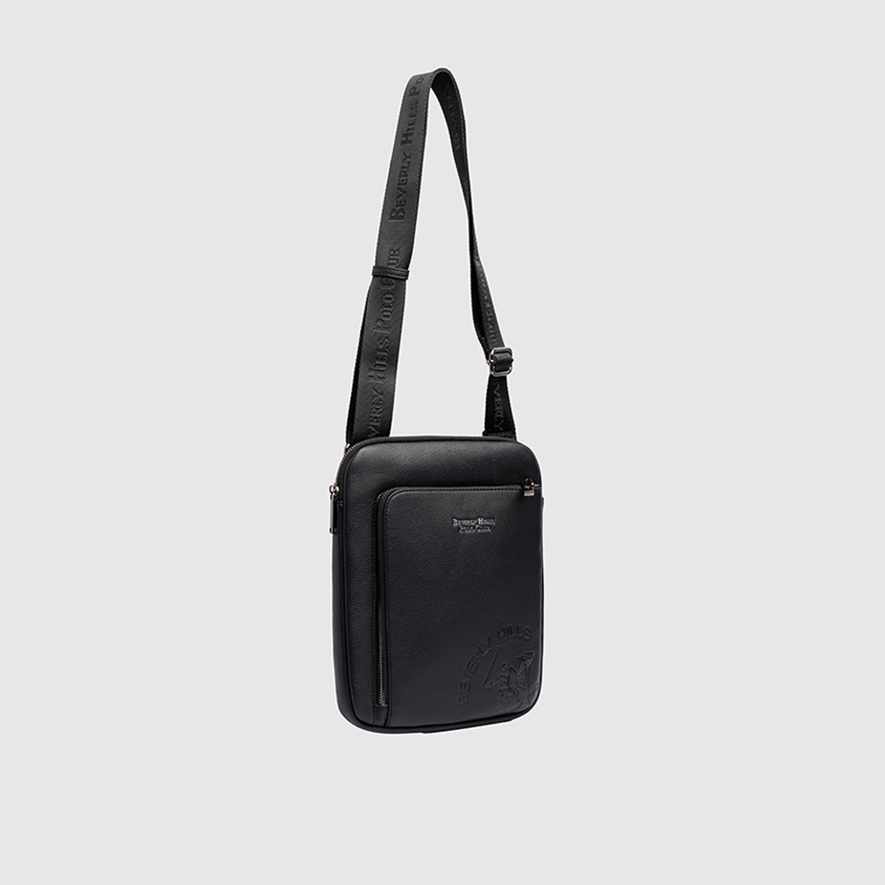 Beverly Hills Polo Club Textured Sling Bag with Zipper Closure and Adjustable Strap-men-bags-image-8