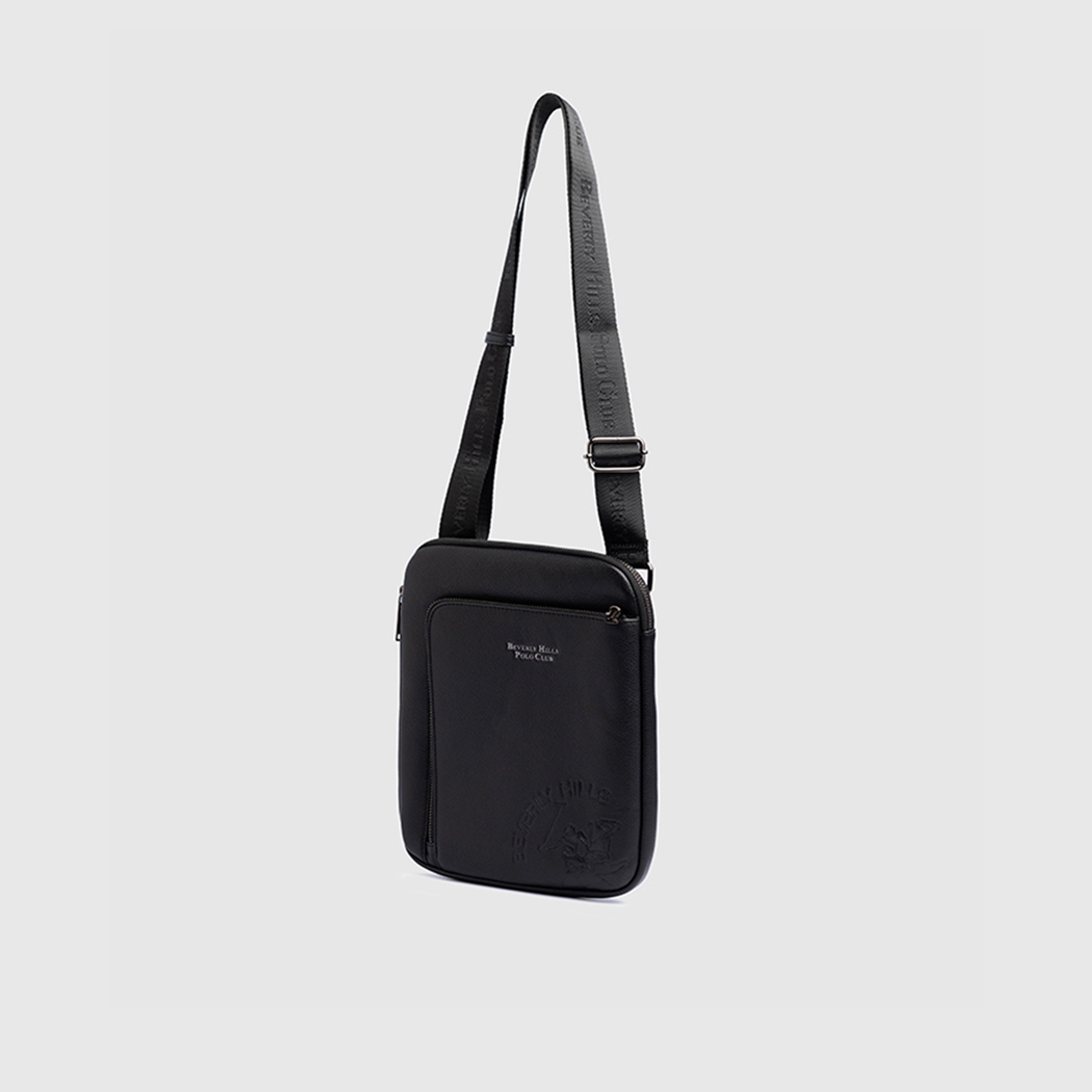 Beverly Hills Polo Club Textured Sling Bag with Zipper Closure and Adjustable Strap-men-bags-image-10