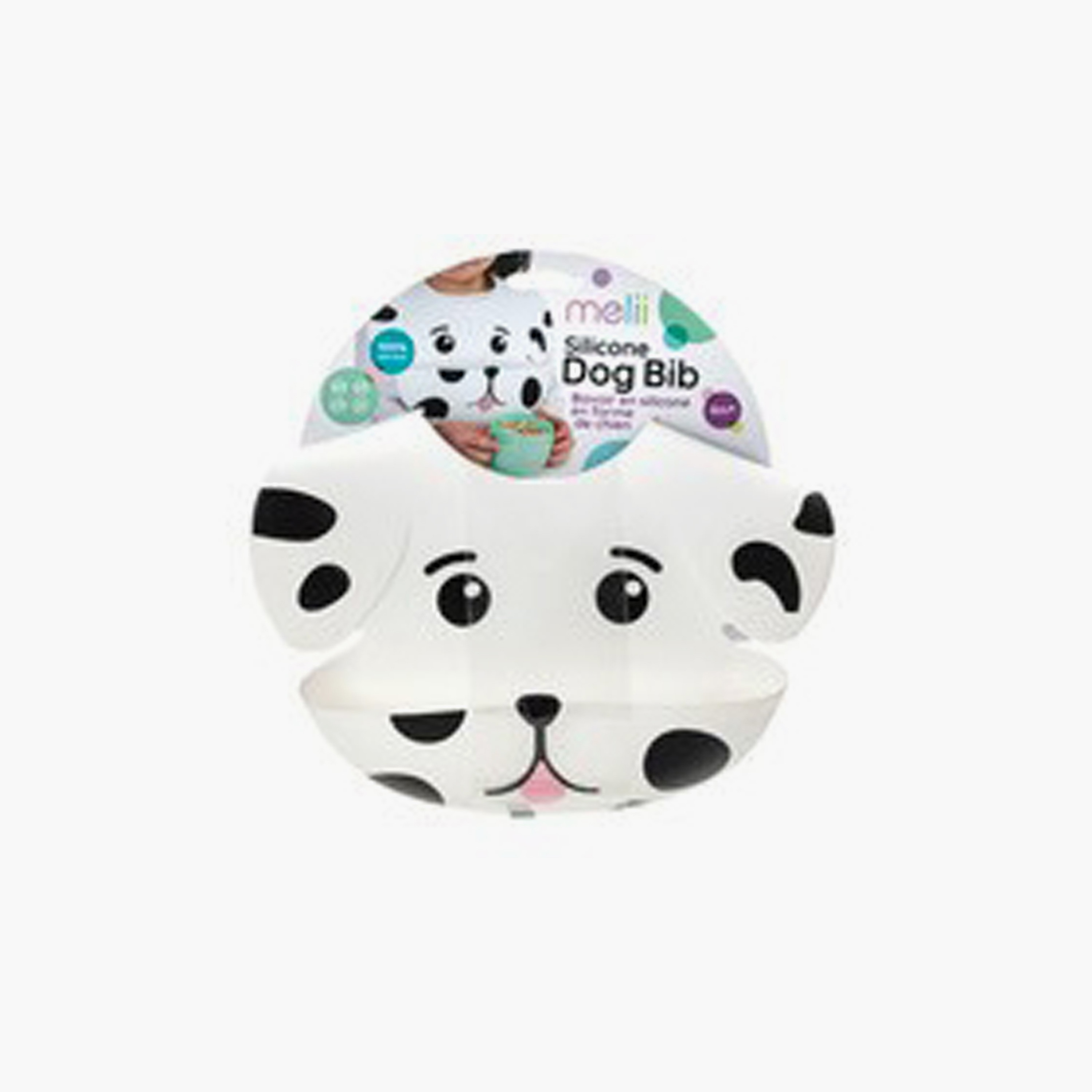 Melii Silicone Bib - Dog - White-baby-feeding-bibs-image-2