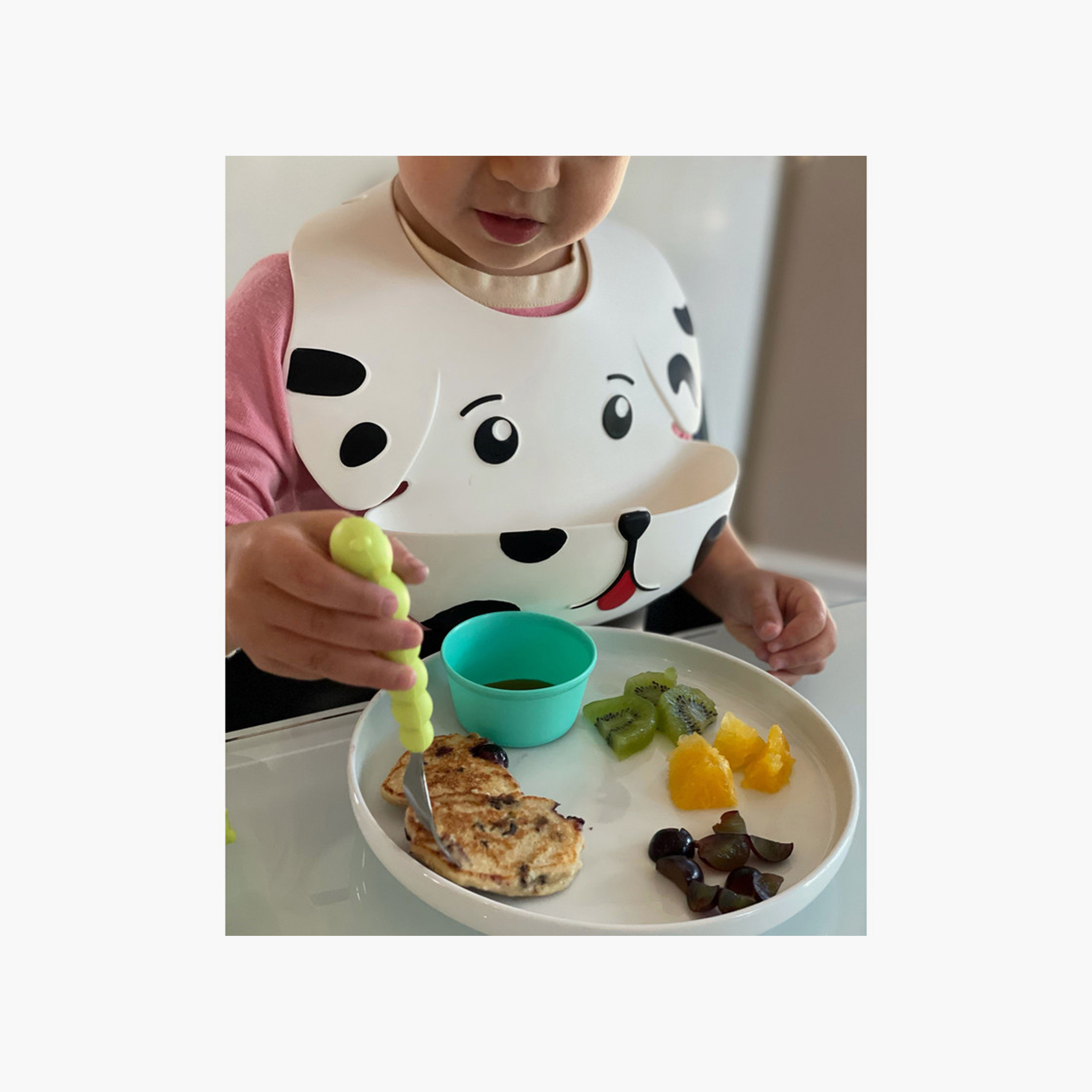 Melii Silicone Bib - Dog - White-baby-feeding-bibs-image-3