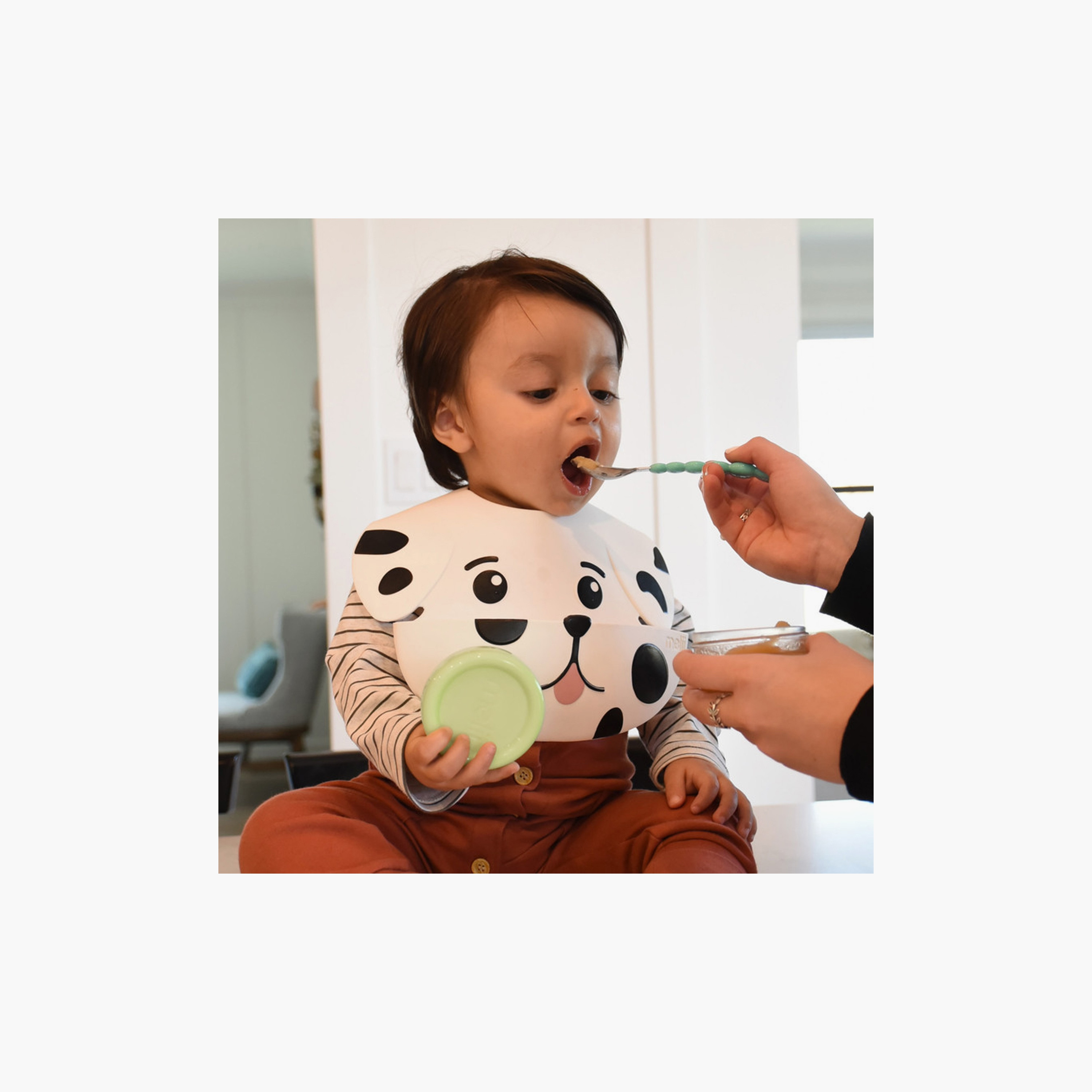 Melii Silicone Bib - Dog - White-baby-feeding-bibs-image-4