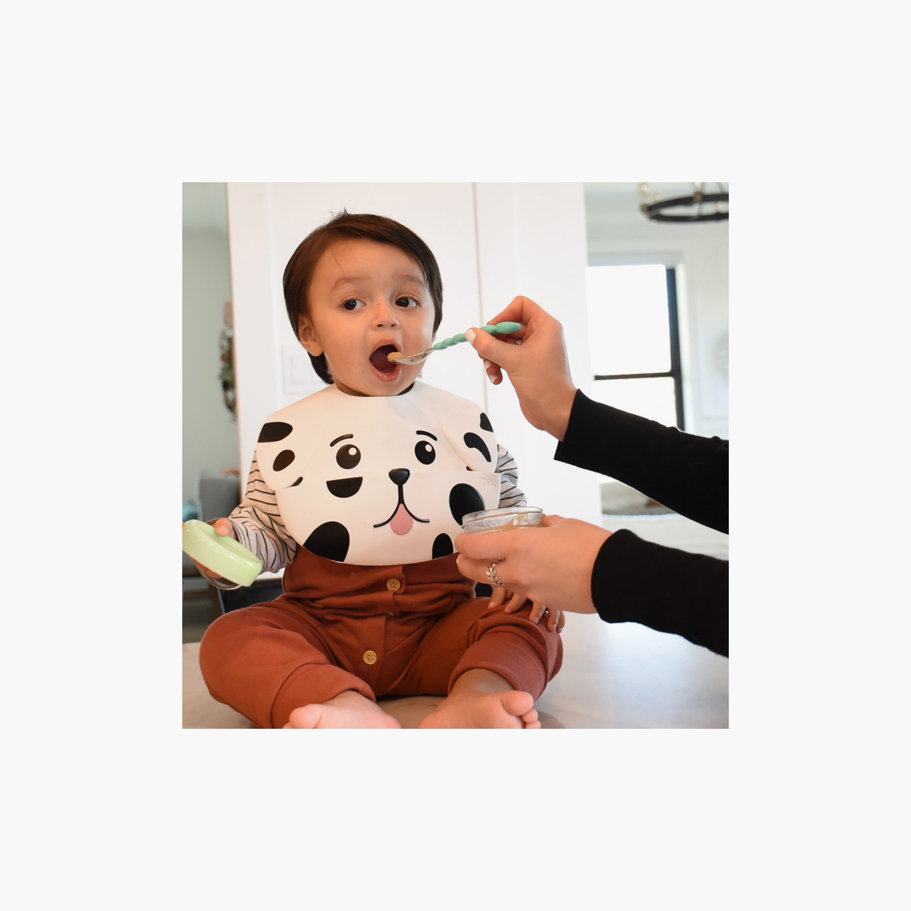Melii Silicone Bib - Dog - White-baby-feeding-bibs-image-5