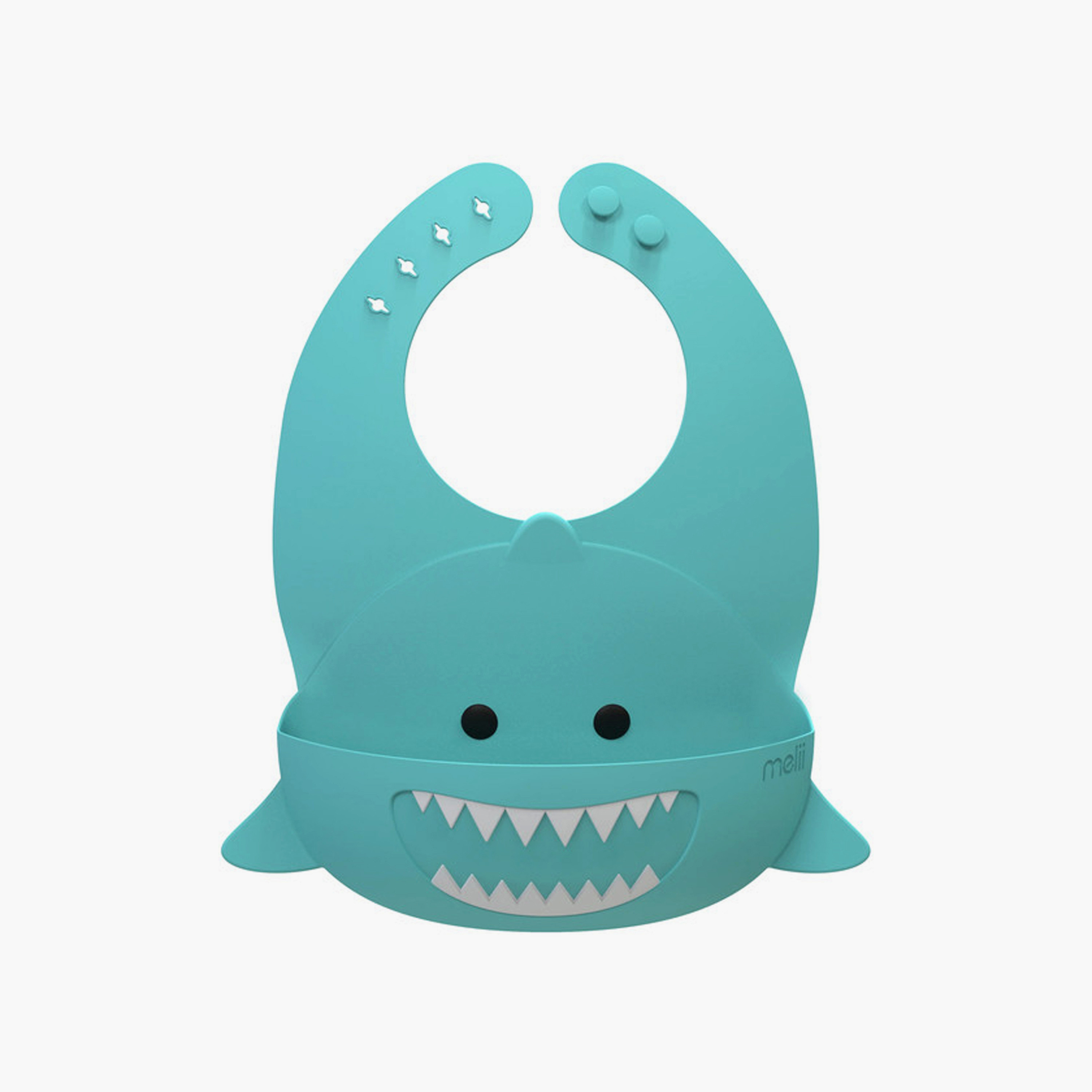 Meli Silicone Bib - Shark - Turquoise-baby-feeding-bibs-image-1