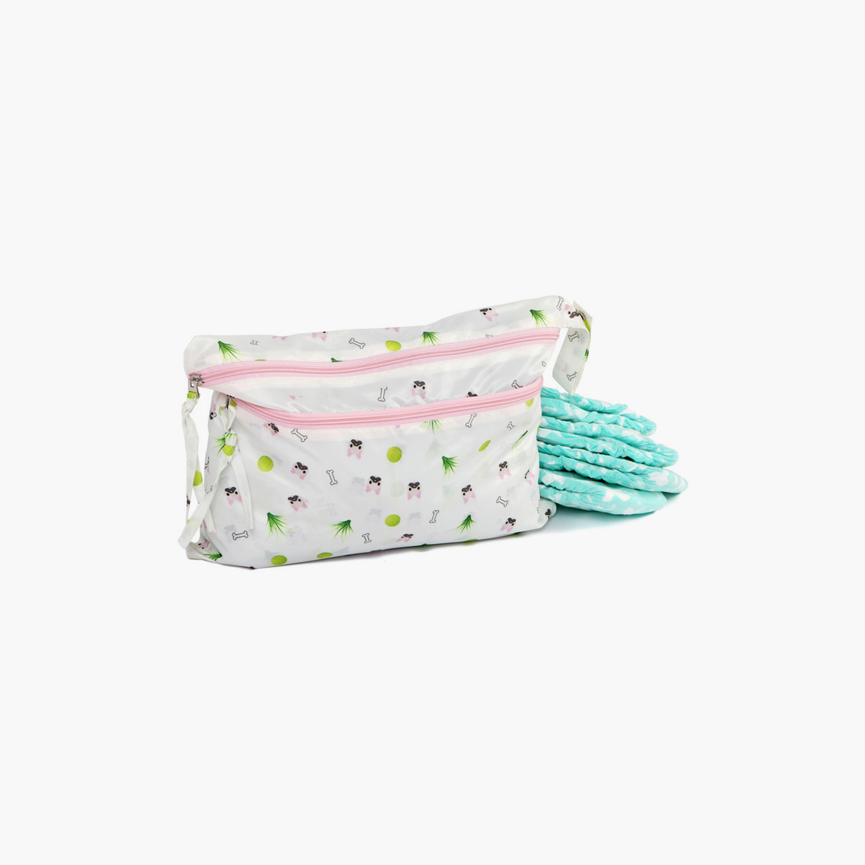 Melii Multi Purpose Waterproof Wet Bag - Bulldog - White & Pink-baby-diapering-diaperbags-image-1