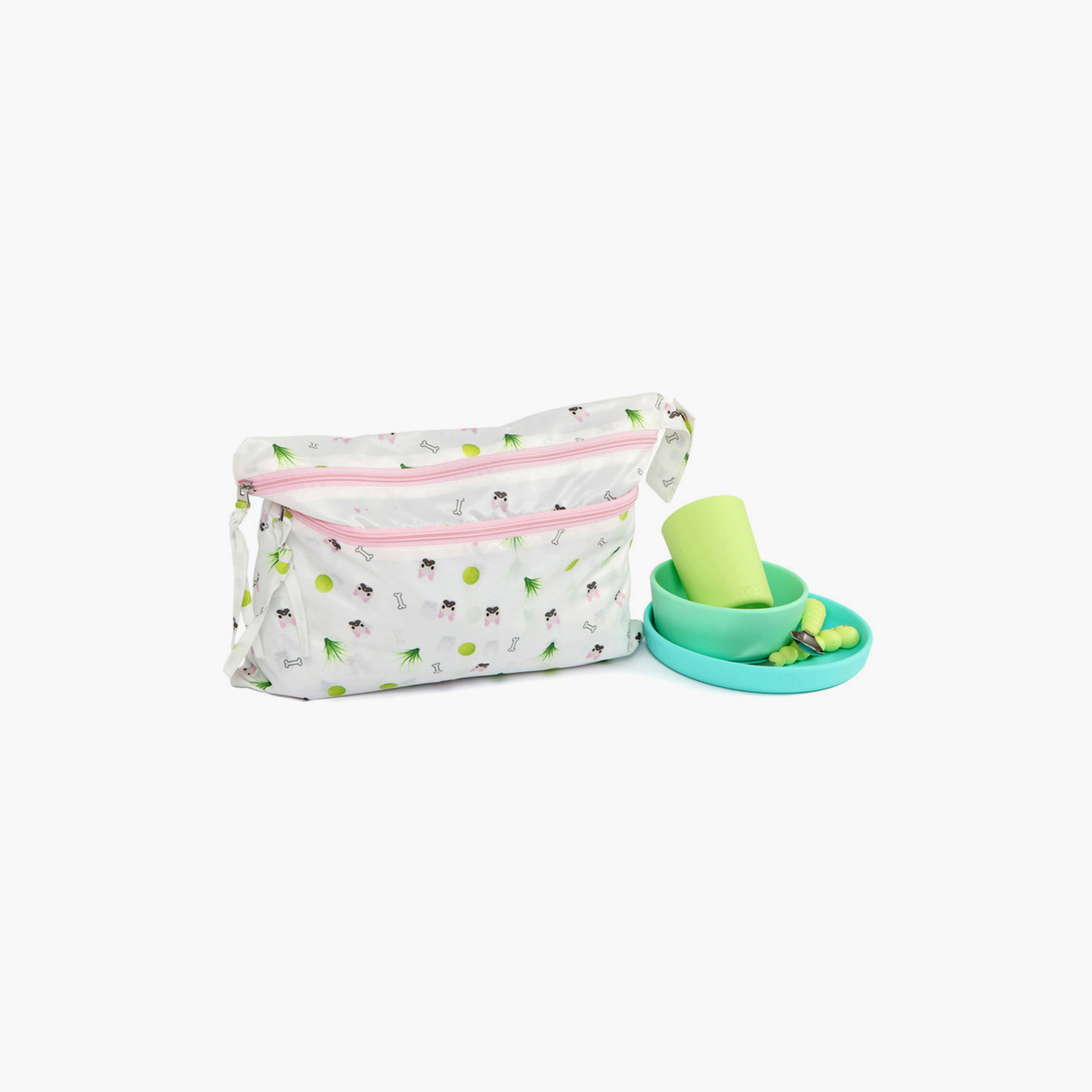 Melii Multi Purpose Waterproof Wet Bag - Bulldog - White & Pink-baby-diapering-diaperbags-image-3