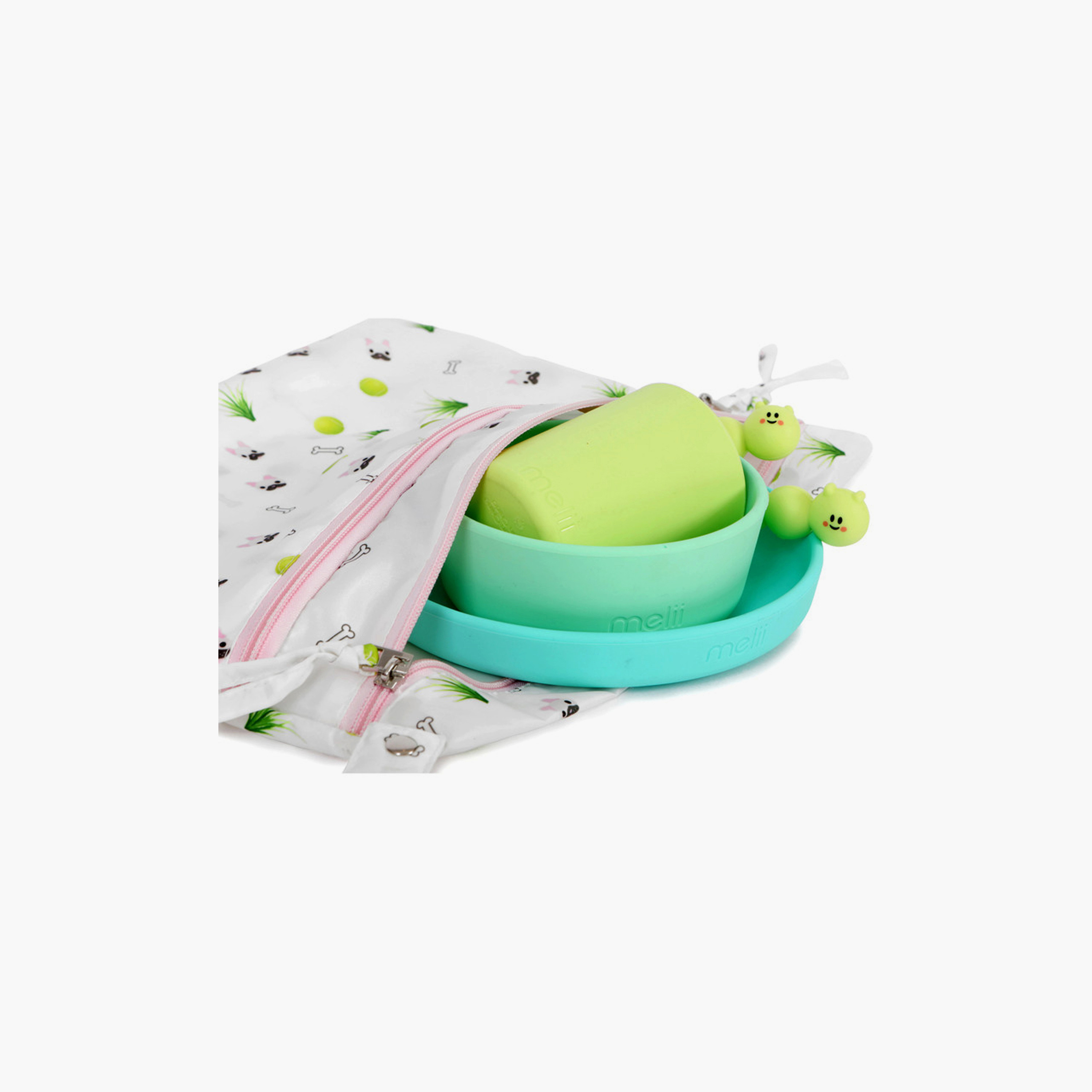 Melii Multi Purpose Waterproof Wet Bag - Bulldog - White & Pink-baby-diapering-diaperbags-image-4