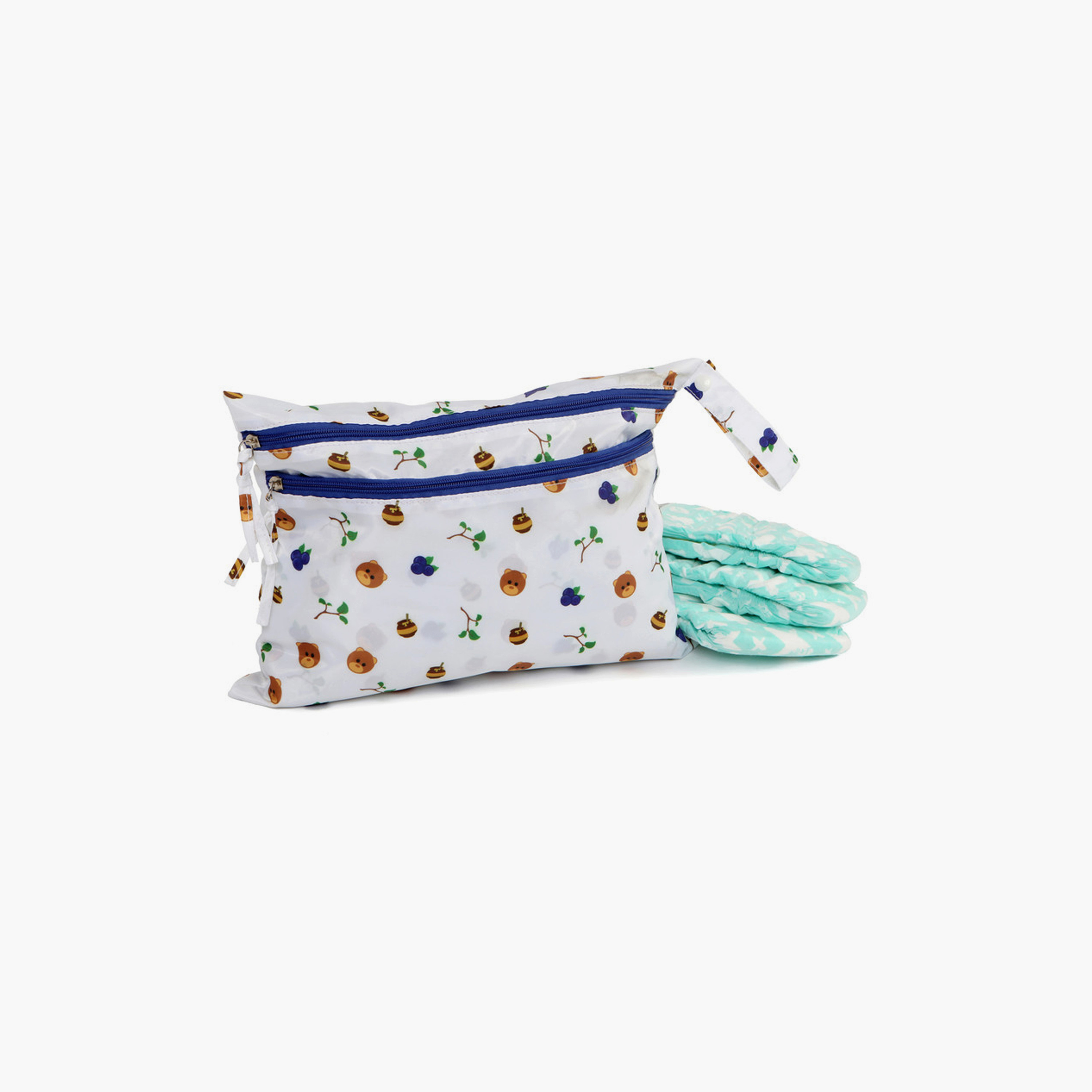 Melii Multi Purpose Waterproof Wet Bag - Bear - White & Navy-baby-diapering-diaperbags-image-1
