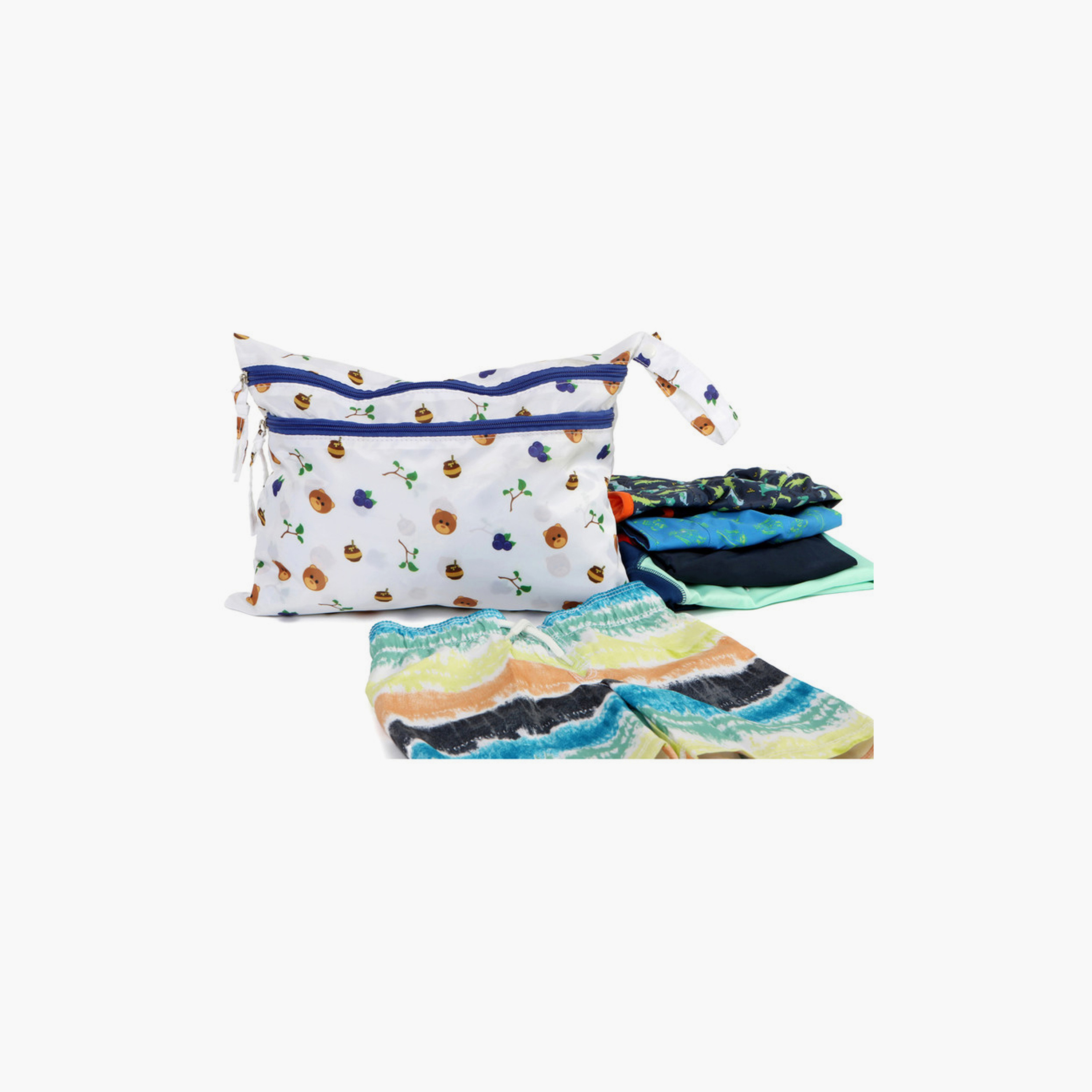Melii Multi Purpose Waterproof Wet Bag - Bear - White & Navy-baby-diapering-diaperbags-image-4