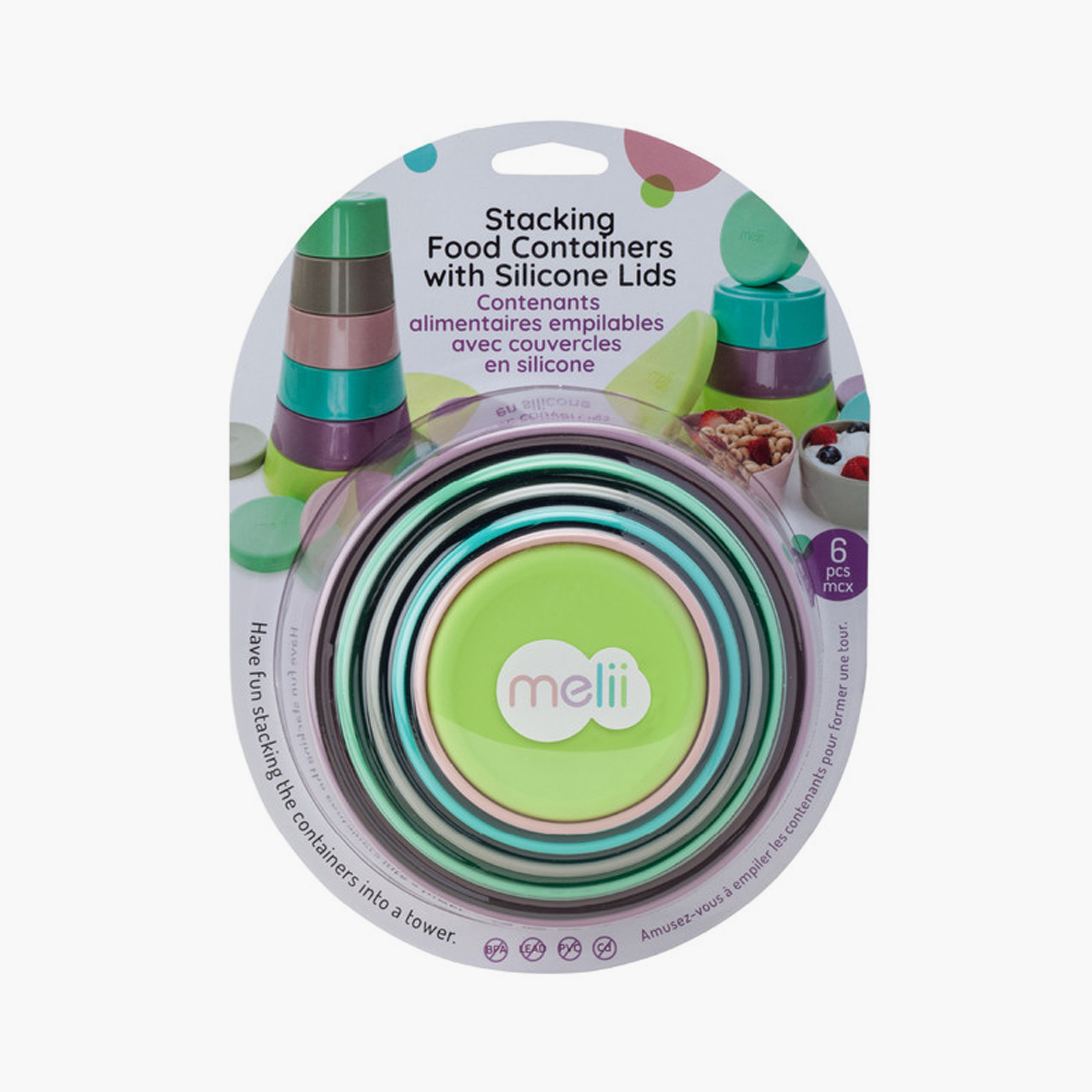 مجموعة أوعية طعام قابلة للتكديس والتعشيش 6 قطع مع أغطية سيليكون من ميلي-baby-feeding-mealtimeessentials-image-3