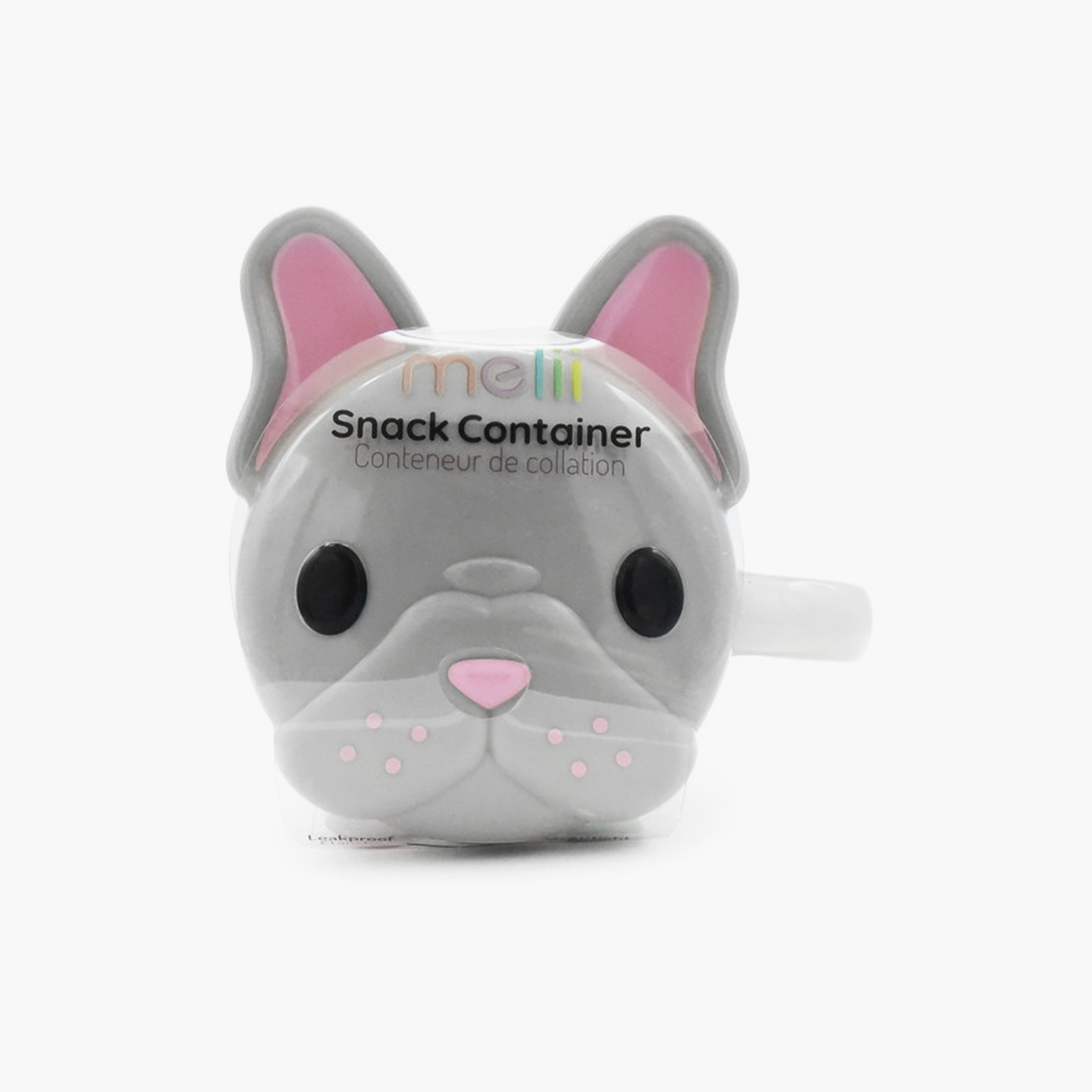 Melii Snack Container with Finger Trap - Bulldog - Grey & Pink-baby-feeding-mealtimeessentials-image-3
